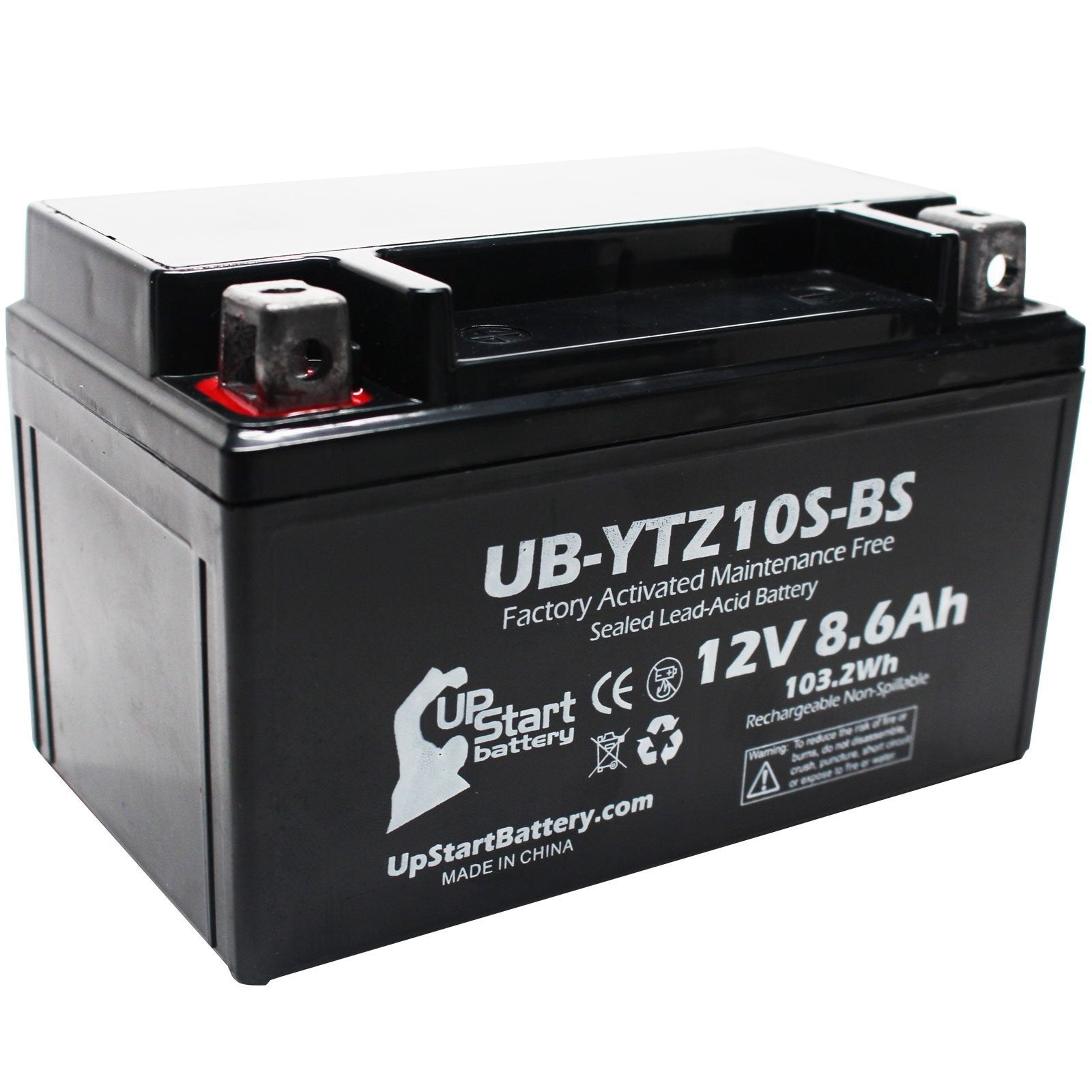 Ytz10S-Bs Battery Replacement (8.6Ah, 12V, Sealed) Factory Activated, Maintenance Free Battery Compatible With - 2015 Fz-07, 200