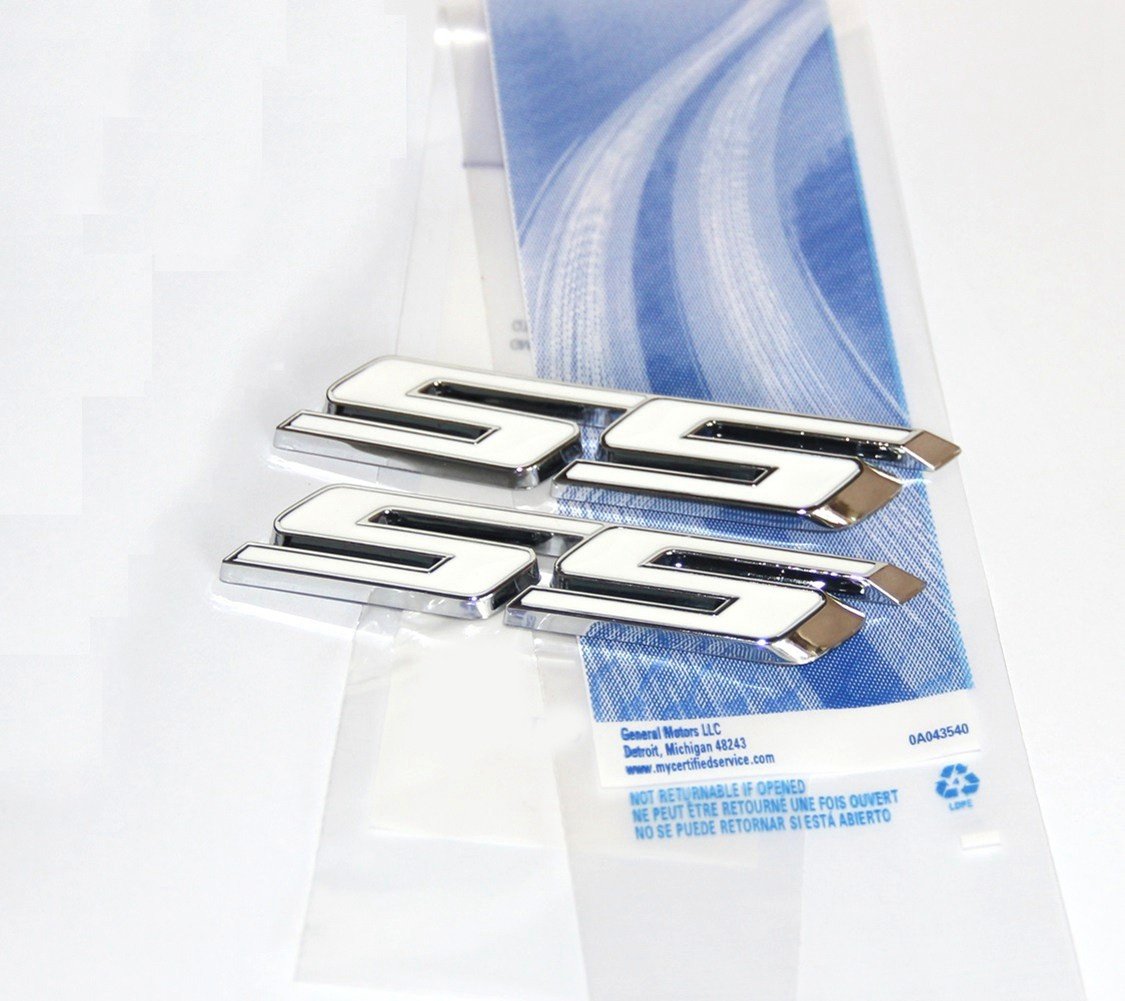 Yoaoo 2Pack Oem Chrome Ss Emblems Metal Decal 3D Logo Compatible With Zl1 1Le Series White