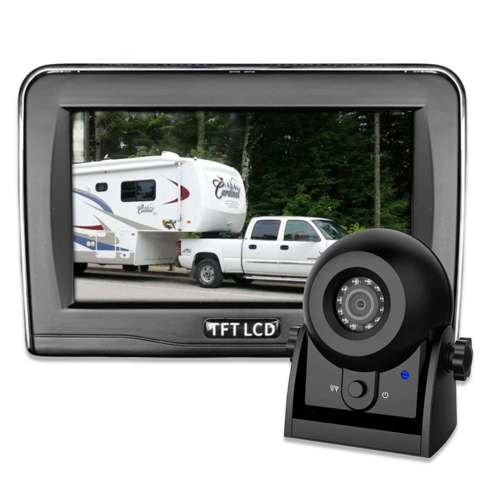 Wireless Backup Camera Systems For Trucks With 4.3Inch Lcd Monitor, Wifi Magnetic Back Up Camera Built-In Rechargeable Battery,