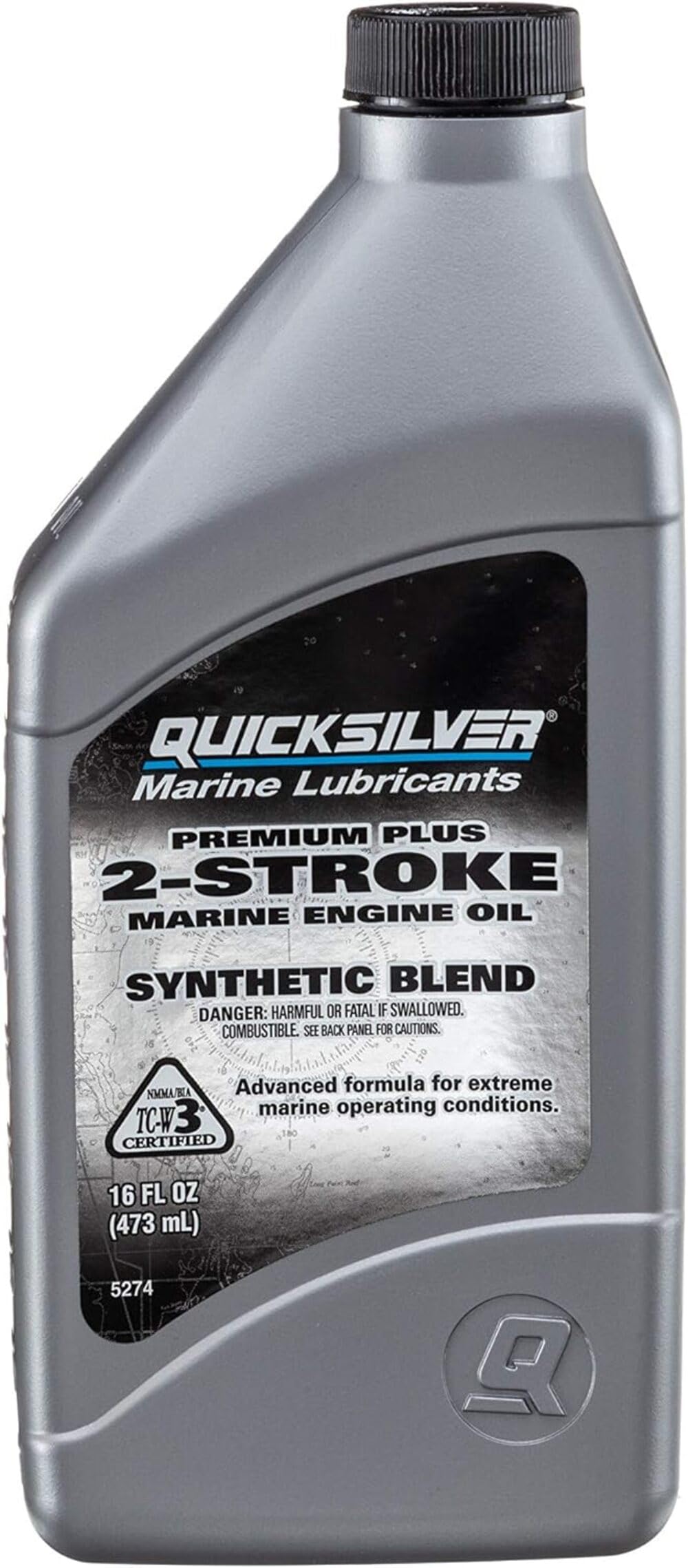 Quicksilver 858025Q01 Premium Plus Tc-W3 2-Cycle Outboard Oil, 16 Oz.