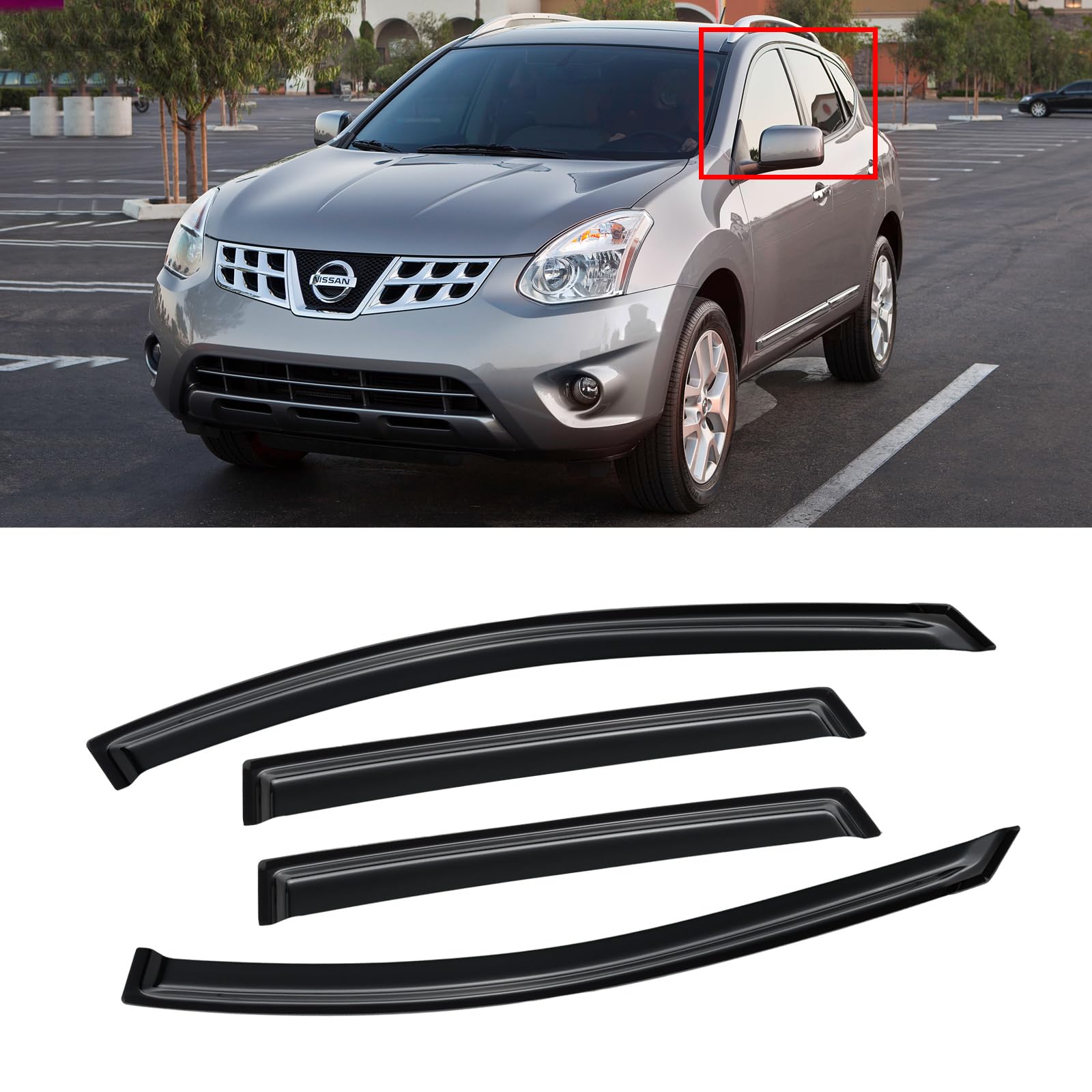 Cmvt Auto Window Visors For 2009-2013 Nissan Rogue & 2014-2015 Rogue Select Sv Sl S Krom, Rain Guards Shields Vent Shade Deflect