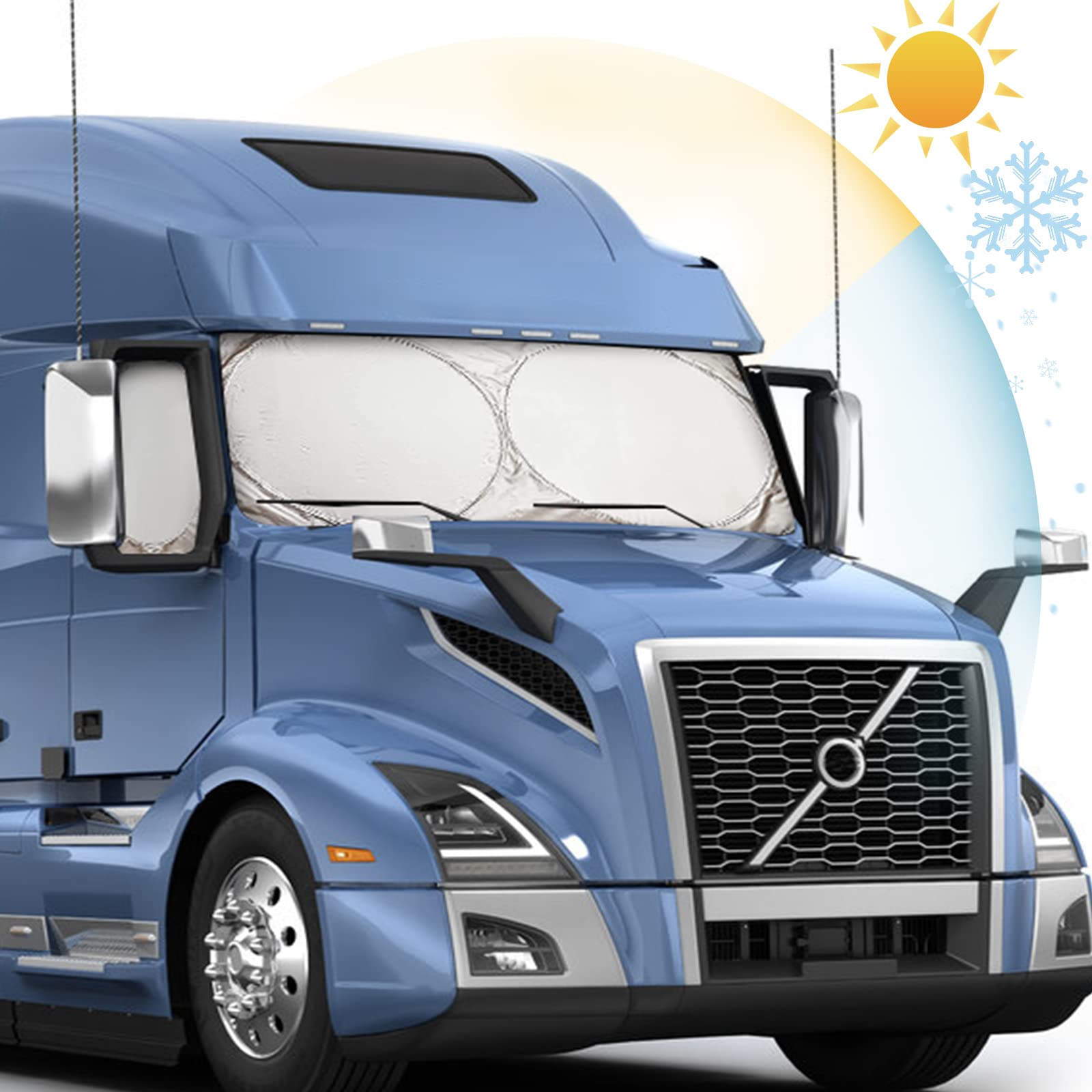 Semi-Truck Sun Shade For Windshield And Side Window | 300T Sunshade Maximum Coverage | Block Sun Heat Rays | Keep Warm In Winter