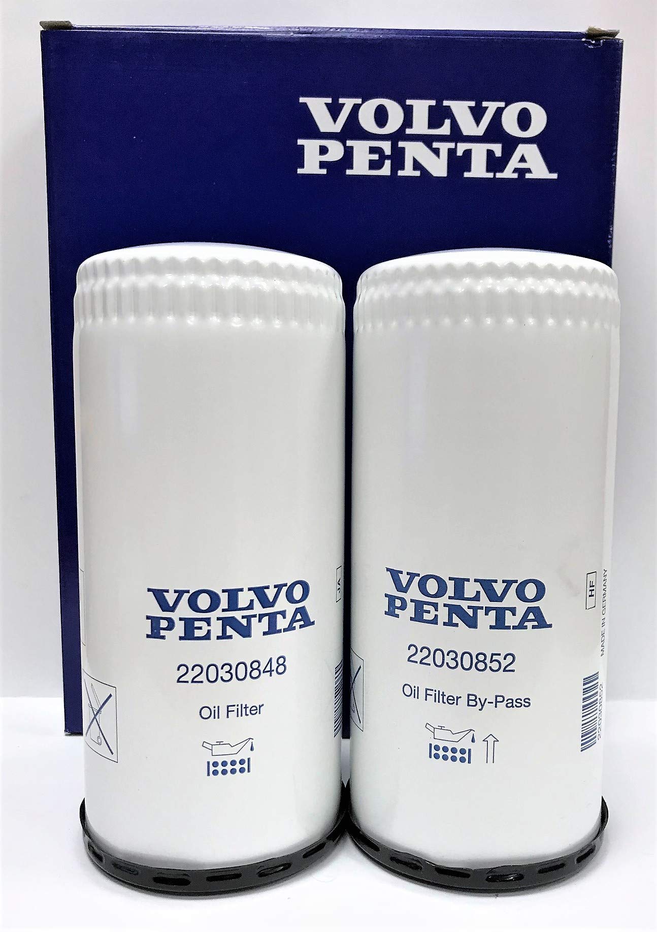 Volvo Penta Oil Filter Kit - Oil Filter 22030848 And Bypass Oil Filter 22030852 Fits D4 D6 Diesel Engines Series Genuine Oem