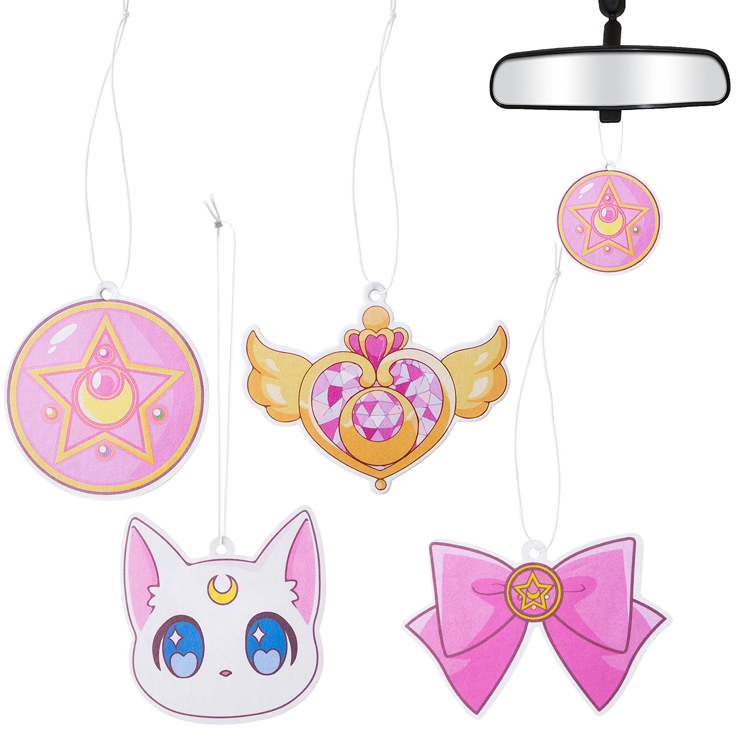 L1Rabe Car Air Freshener Anime Moon Cat Artemis Incense Chips, 4 Styles And Scents Of Anime Moon Cat Artemis Car Rearview Mirror
