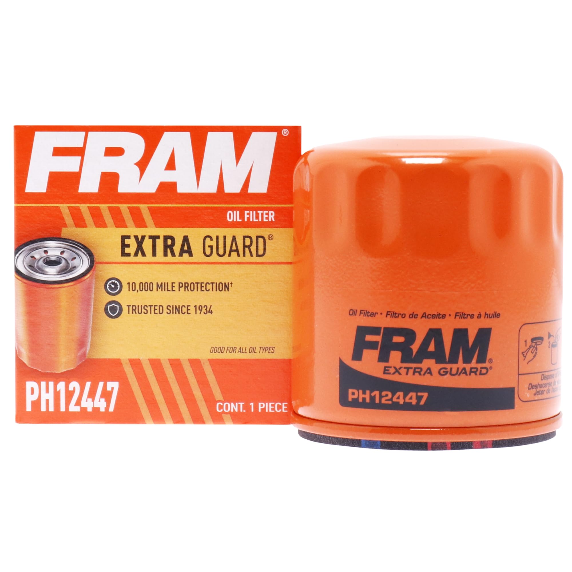 Fram Extra Guard Spin-On Automotive Replacement Oil Filter, Designed For Conventional And Synthetic Oil Changes Lasting Up To 10