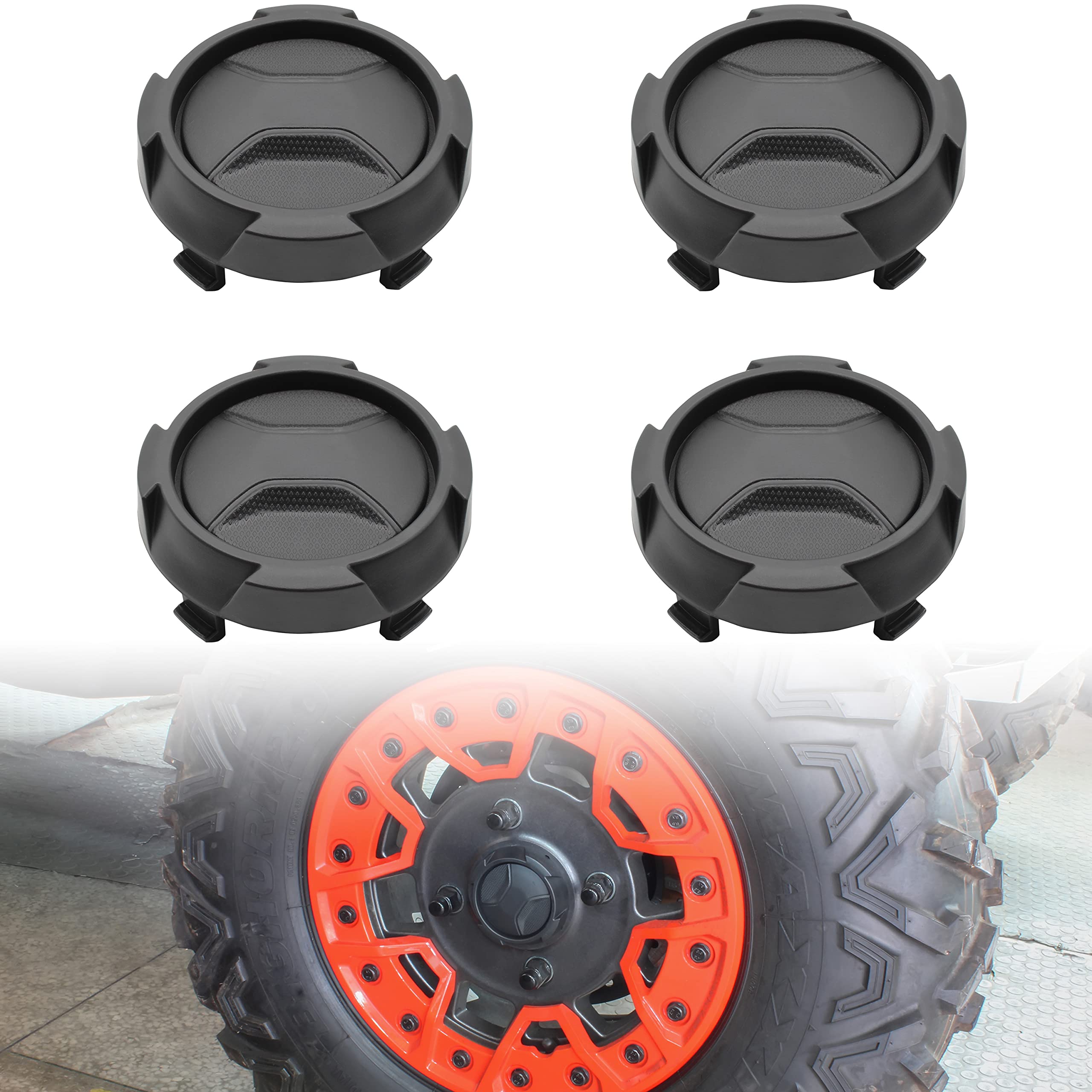 Sautvs Tire Wheel Hub Caps For Can-Am X3 Turbo Rr, New Black Wheel Caps Rim Cap Center Cap Covers For Can Am Maverick X3 Max Tur