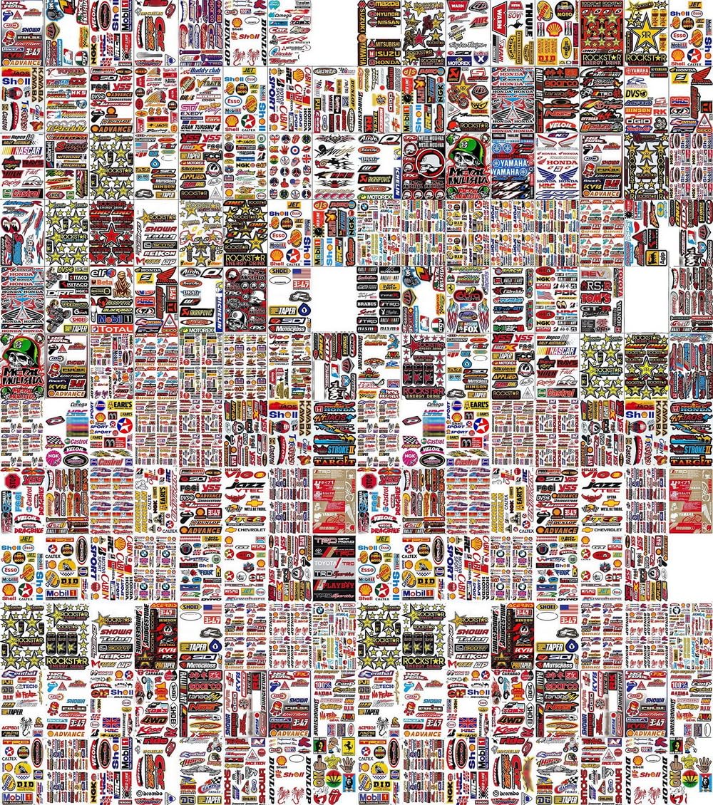 Pack Of Random 8 Sheets Car Racing Stickers Motocross Dirt Bike Stickers Decal Sponsored Sticker Brand Logo Motorcycle Truck Bic