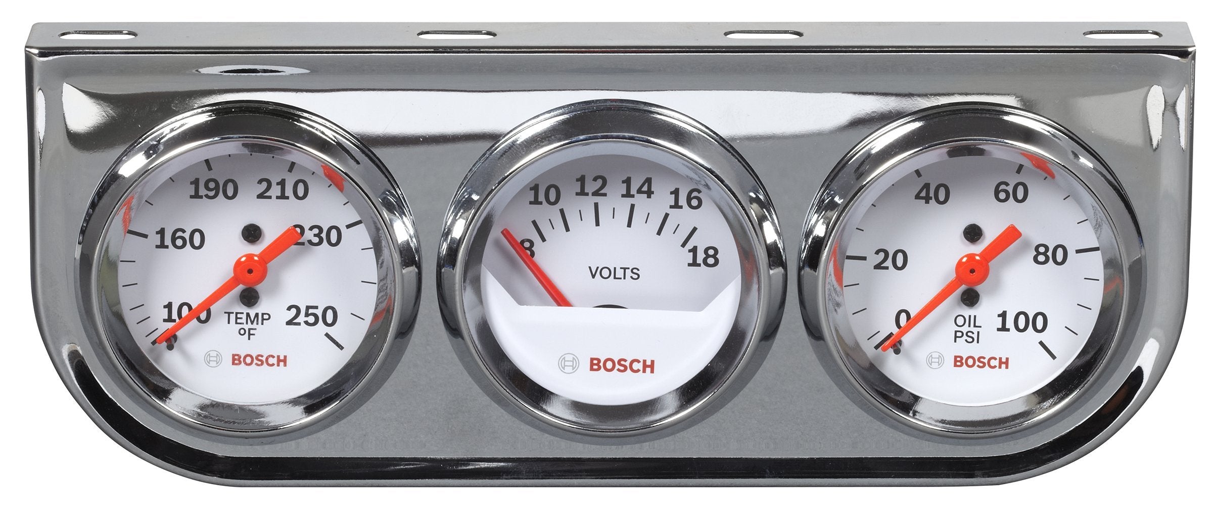Bosch Sp0F000046 Style Line 2'' Triple Gauge Kit (White Dial Face, Chrome Bezel)