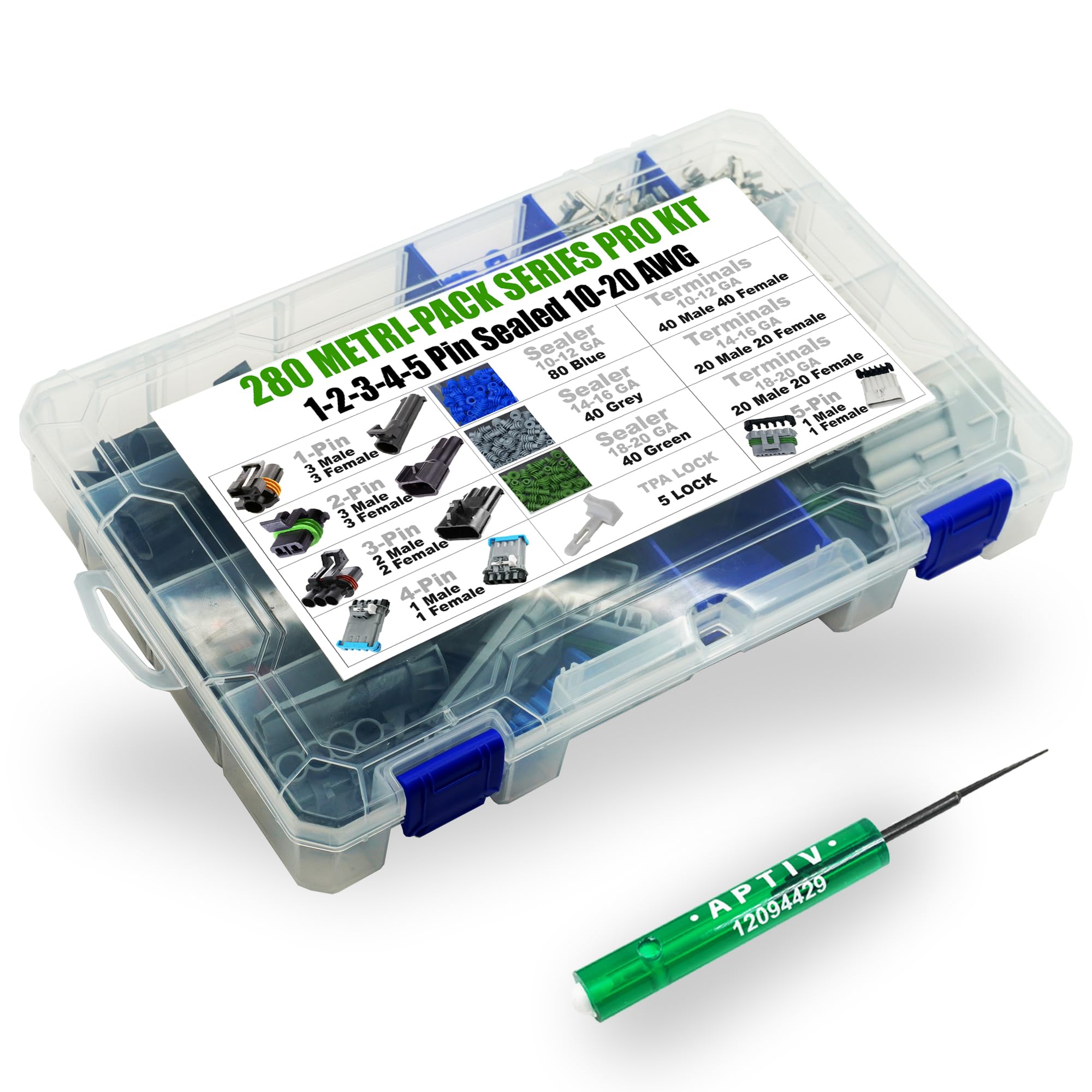 360Pcs Metri-Pack 280 Series (1 To 5 Pin Set Box) 30 Amp Conductor Connector, Terminal, Sealed Weatherproof Automotive Electrica