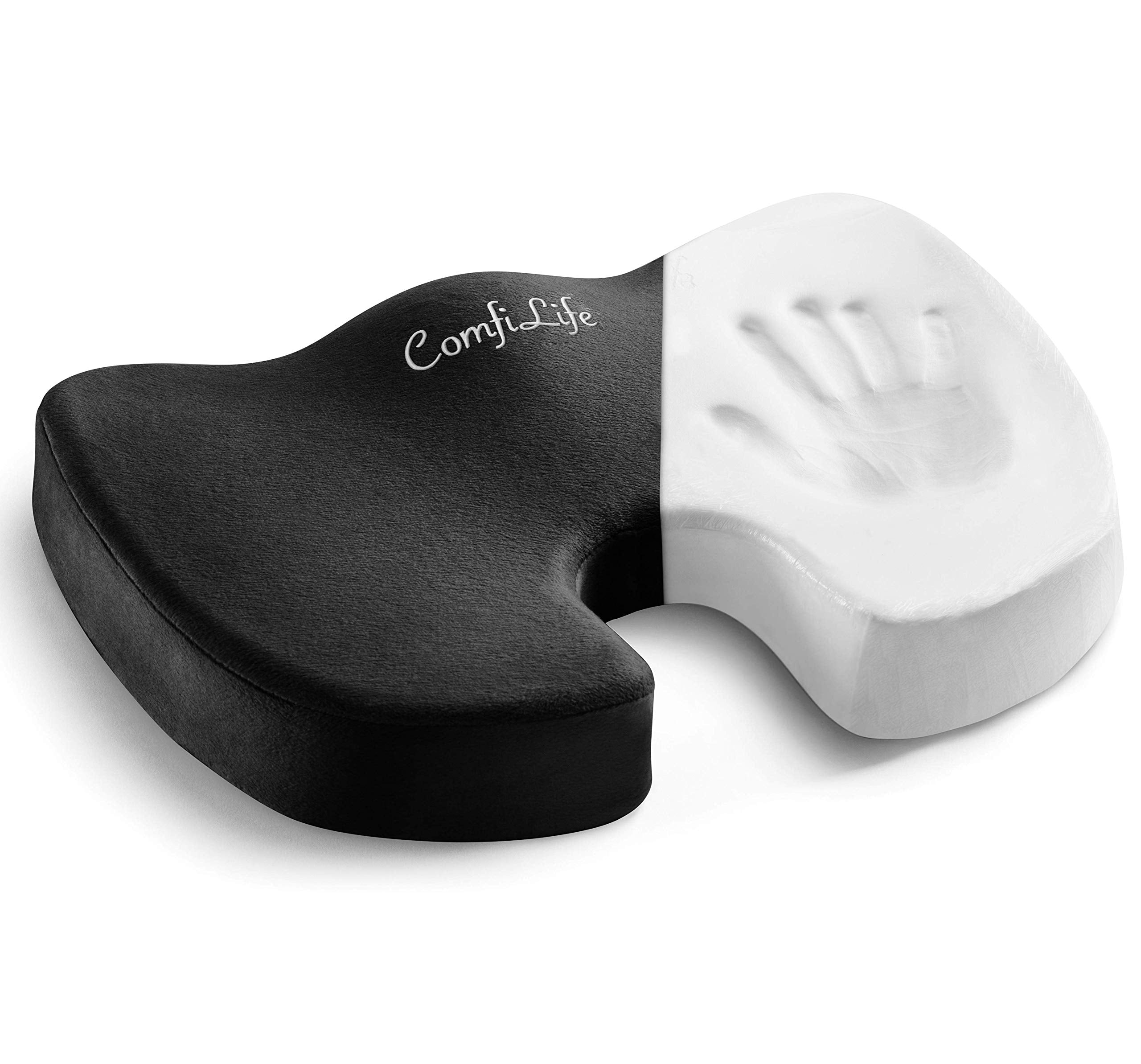 Comfilife Premium Comfort Seat Cushion - Non-Slip Orthopedic 100% Memory Foam Coccyx Cushion For Tailbone Pain - Cushion For Off