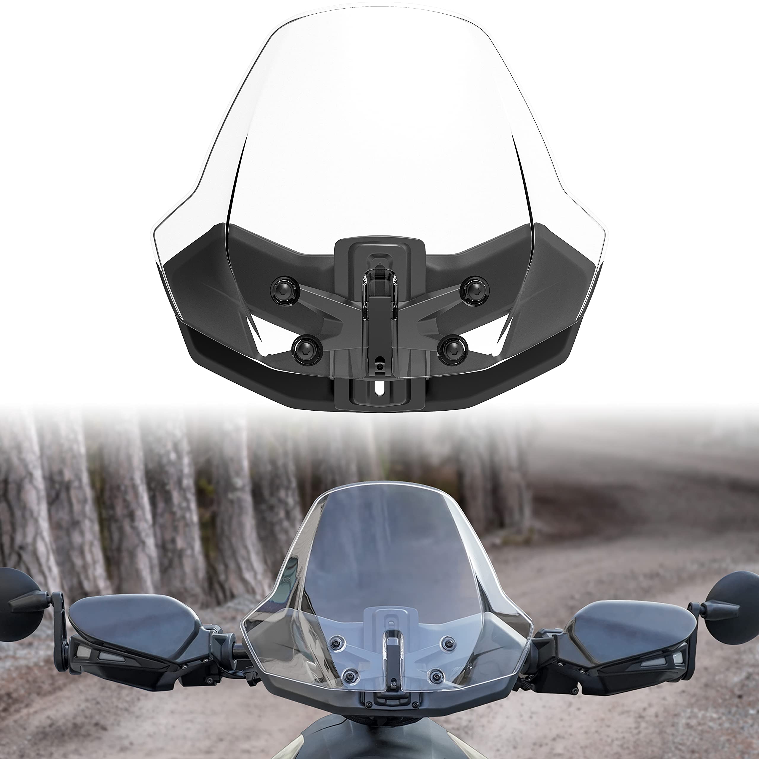 Sautvs Front Windshield For Can-Am Ryker, Adjustable Front Translucent Clear Hard Coated Wind Shield For Can Am Ryker 600 900 Sp