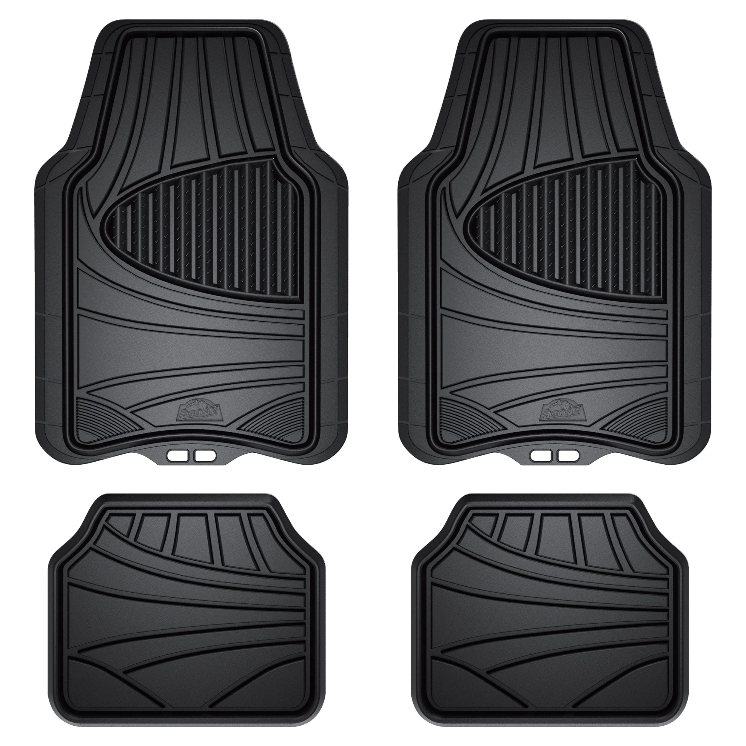 Armor All 4-Piece Rubber Floor Mats, All-Weather Protection, Universal, Trim To Fit Front, Back, Full Coverage Custom Fit Mats F