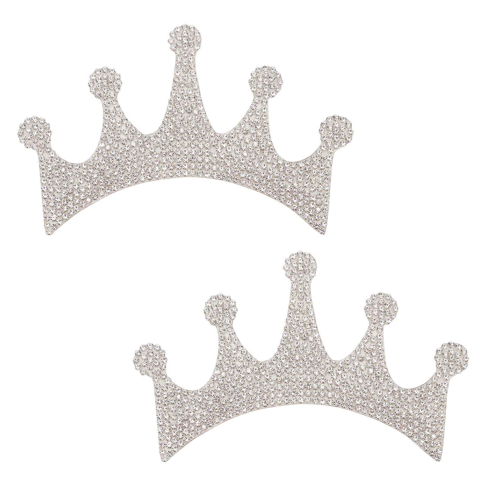 Superfindings 2Pcs Queen Princess Crown Stickers Rhinestone Crown Sticker Silver Crown Car Decor Waterproof For Cars Bumper Wind