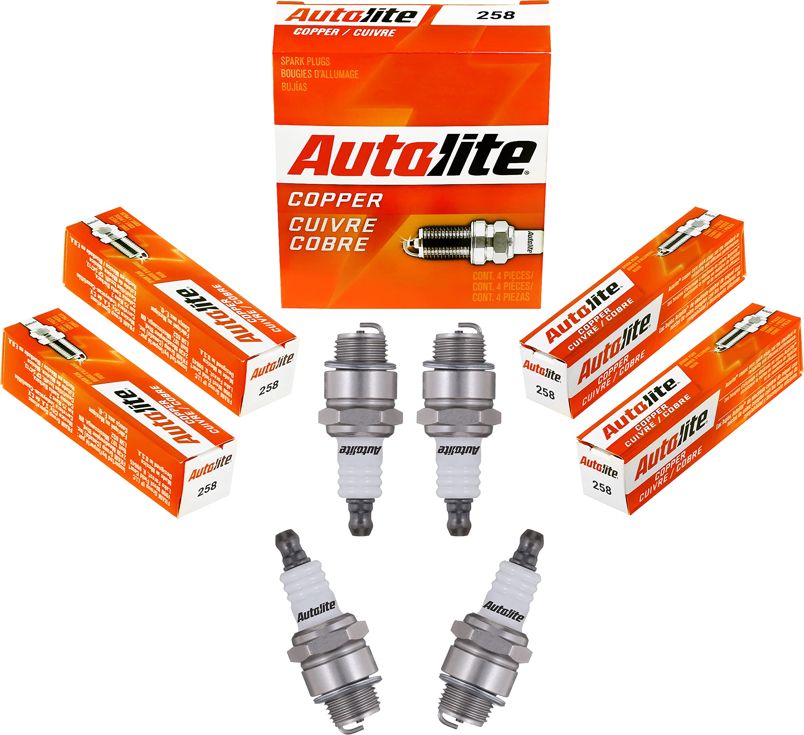 Autolite 258 Copper Non-Resistor Automotive Replacement Spark Plugs (4 Pack)