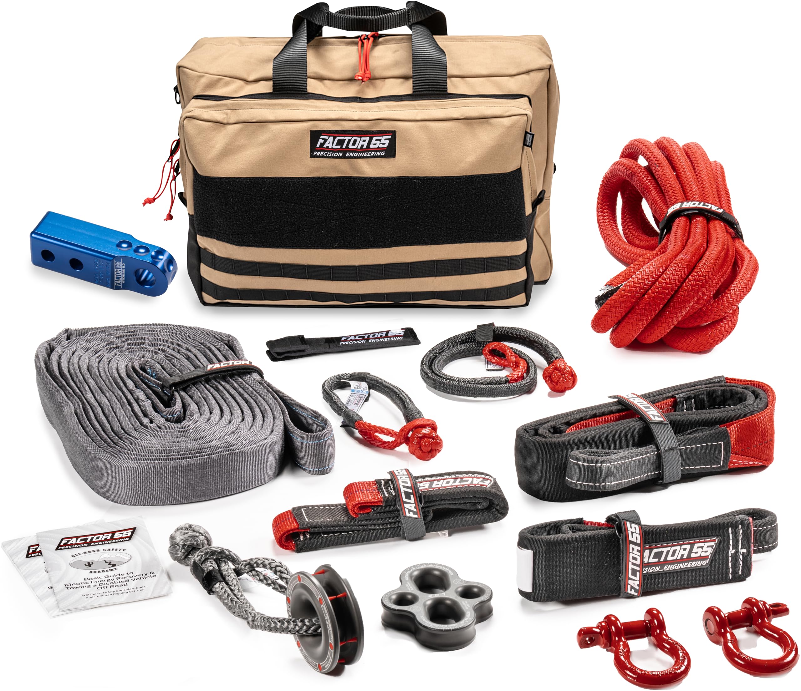 Factor 55 Borah Full Featured Large-Size Recovery Kit For The Advanced Off-Roader With Blue Hitchlink