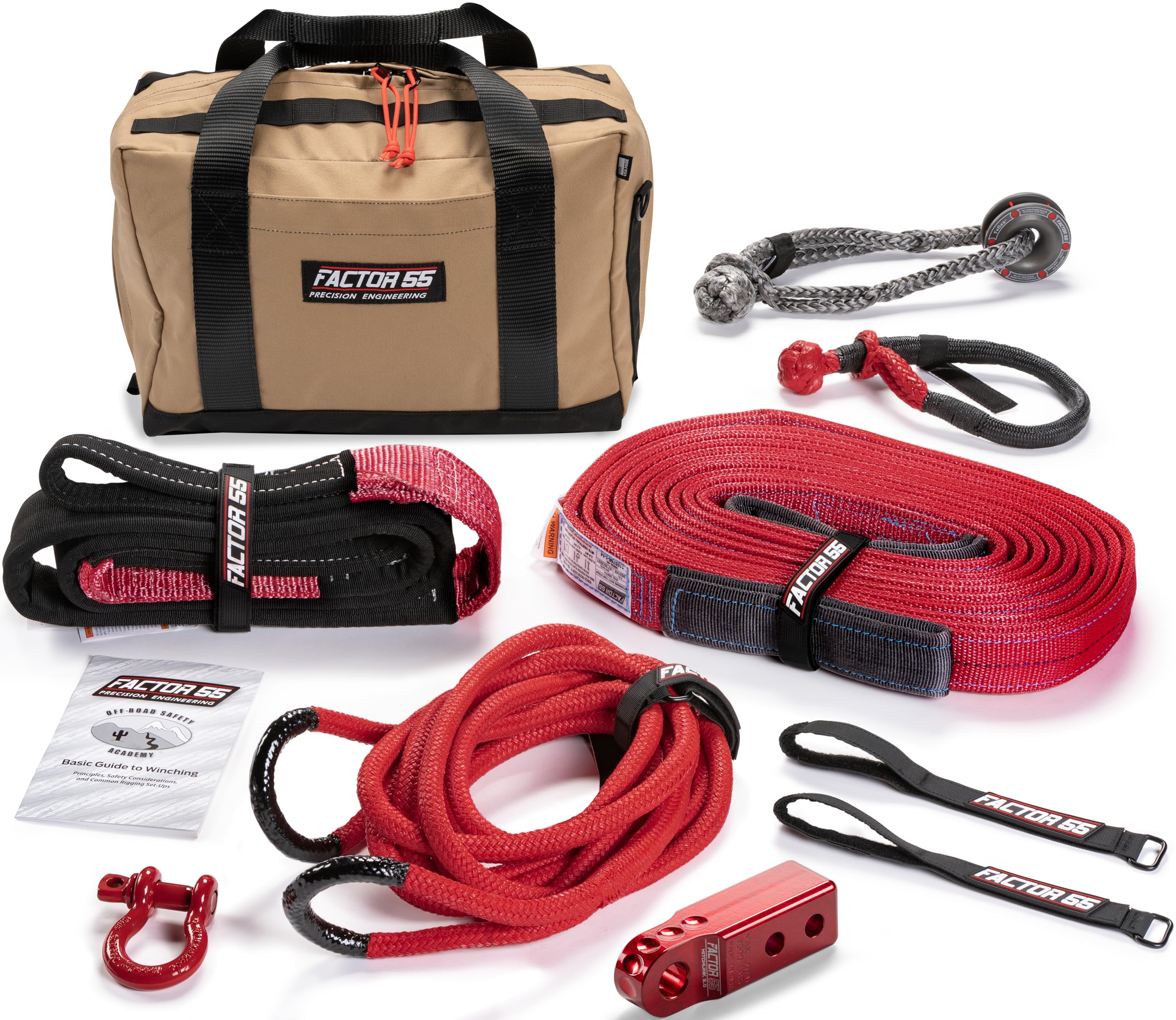 Factor 55 Hemingway Winch Tow Kit For Utv, Full Recovery Kit For All Utvs - Red