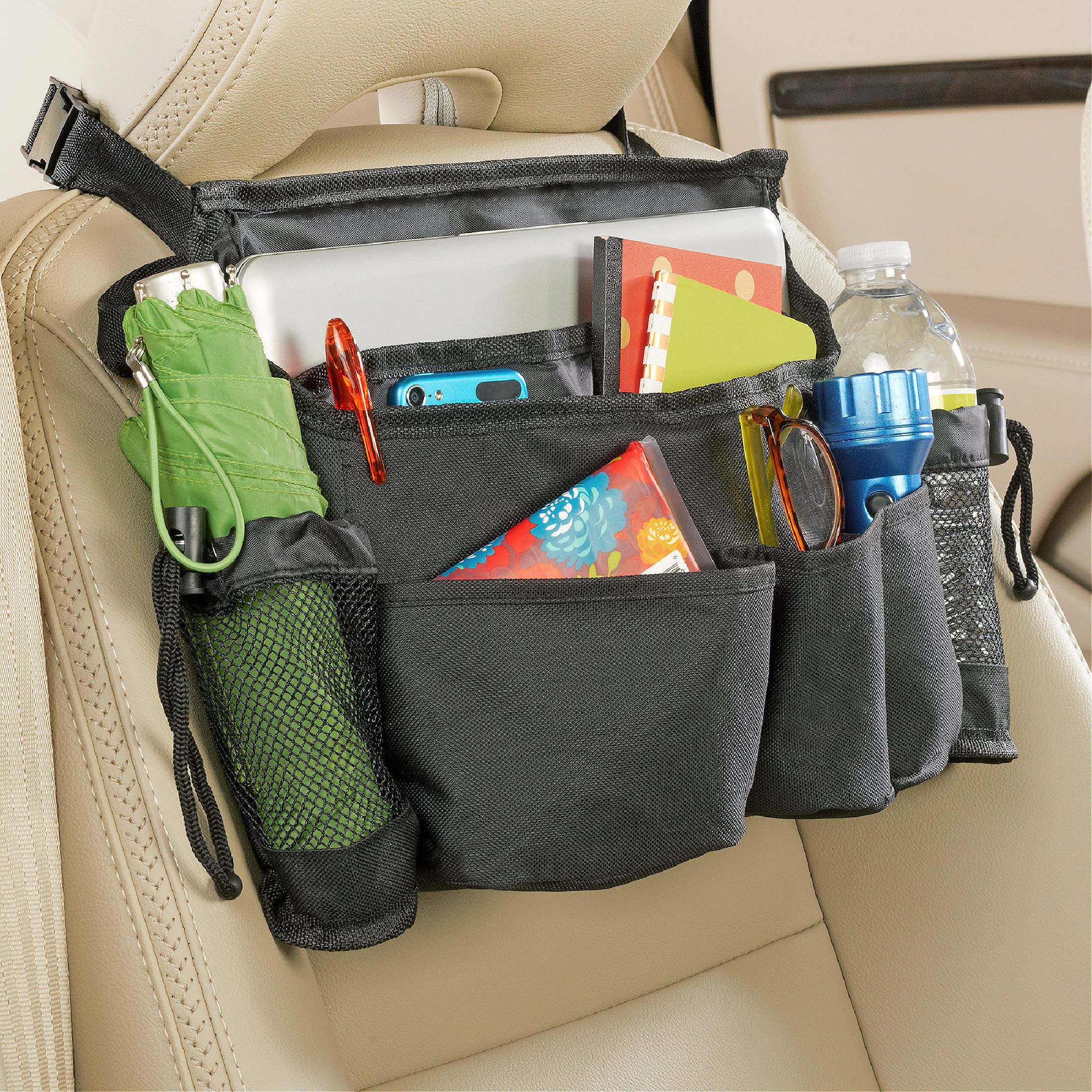 High Road Swingaway Car Front Seat Organizer With 6 Storage Pockets And 2 Bottle Or Cup Holders