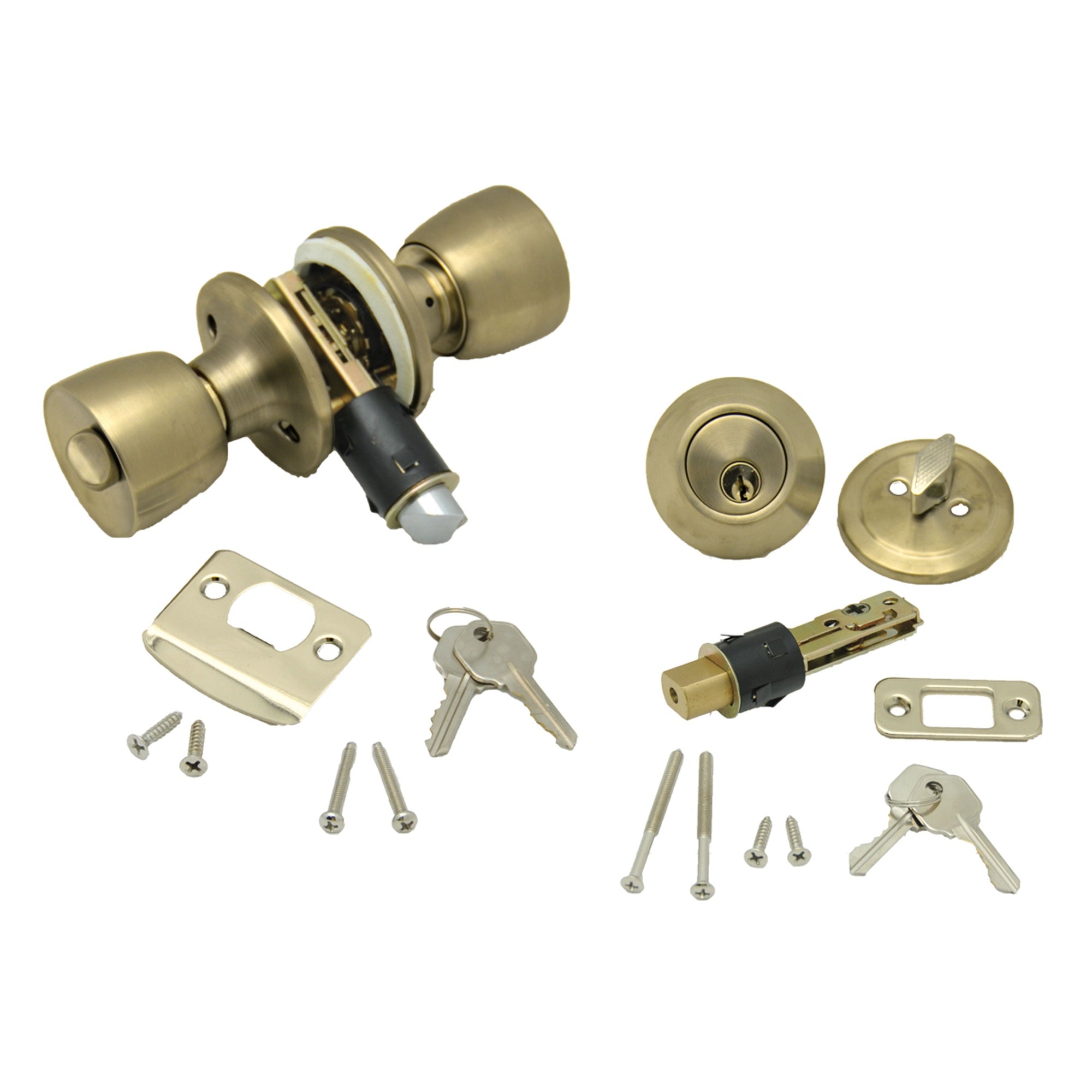 Ap Products 013-234 Combo Lock Set With Knob Lock And Dead Bolt - Polished Brass