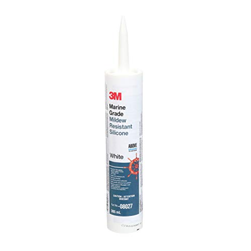 3M Marine Grade Silicone Sealant, 08027, For Boats And Rvs, Above The Waterline Interior/Exterior Sealing, White, 10.3 Fl Oz Car