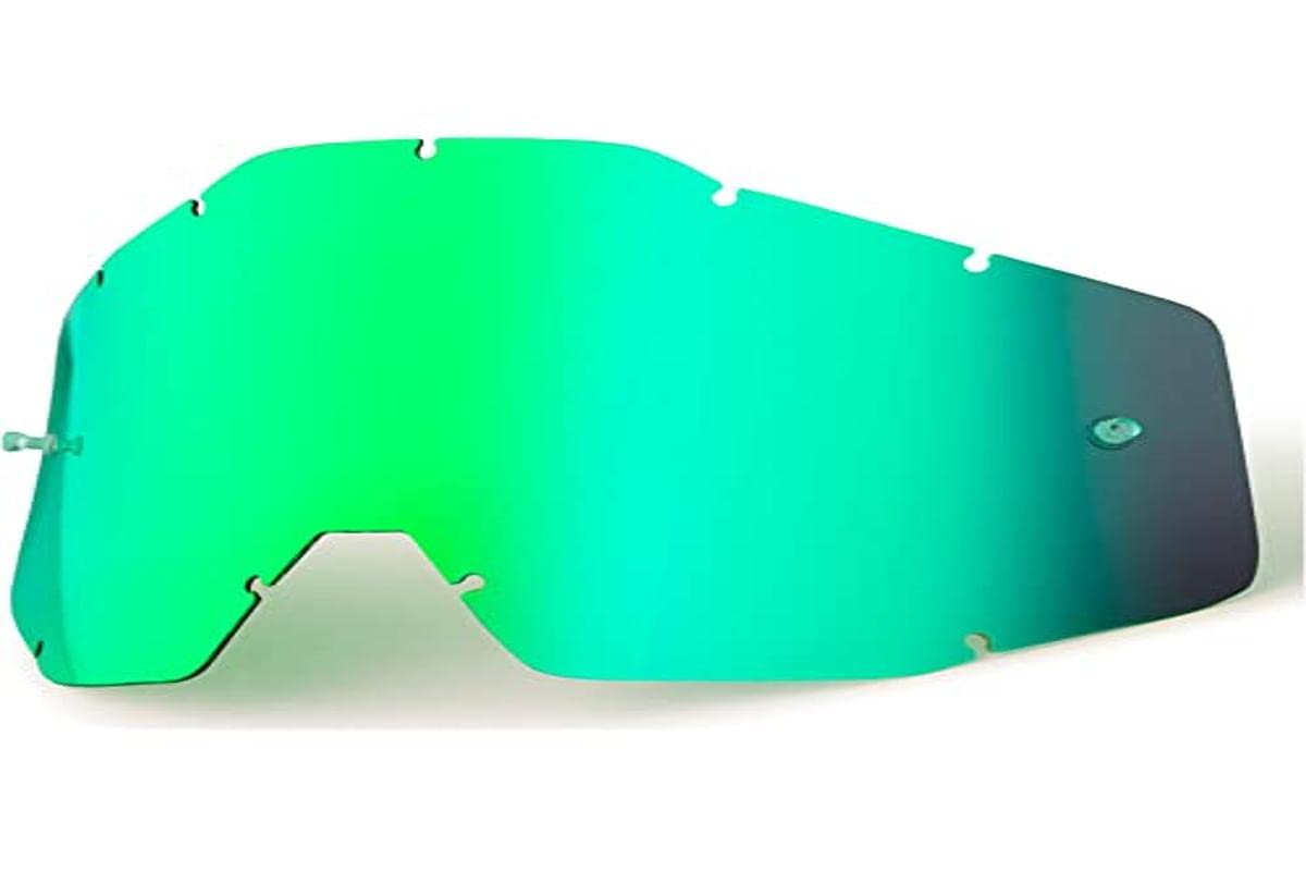 100% Goggle Replacement Lens - Racecraft 1, Accuri 1, Strata 1 Compatible (Anti-Fog-Green Mirror)