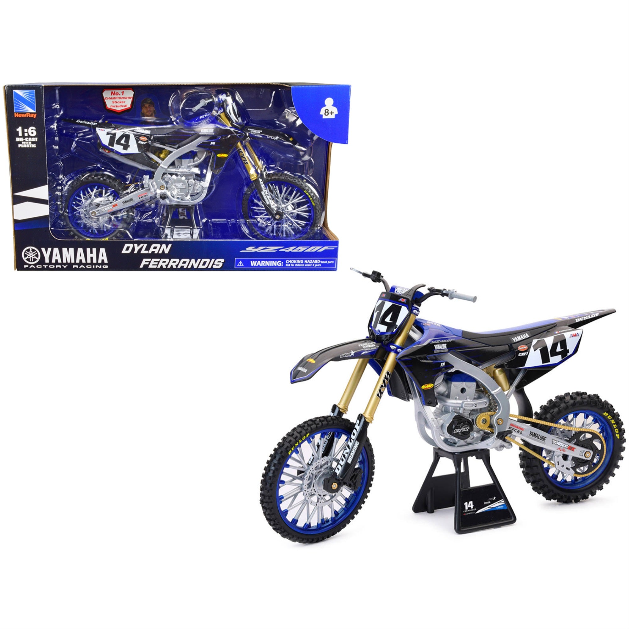 Yamaha Yz450F Motorcycle #14 Dylan Ferrandis ''Yamaha Factory Racing'' 1/6 Diecast Model By New Ray