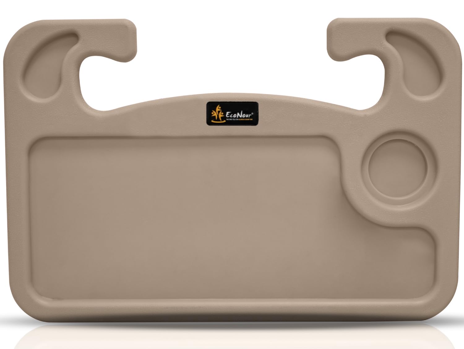 Econour 2 In 1 Car Steering Wheel Desk (Beige) | Steering Wheel Tray For Laptop Car Mount With Pen Holder | Car Food Tray For Ea