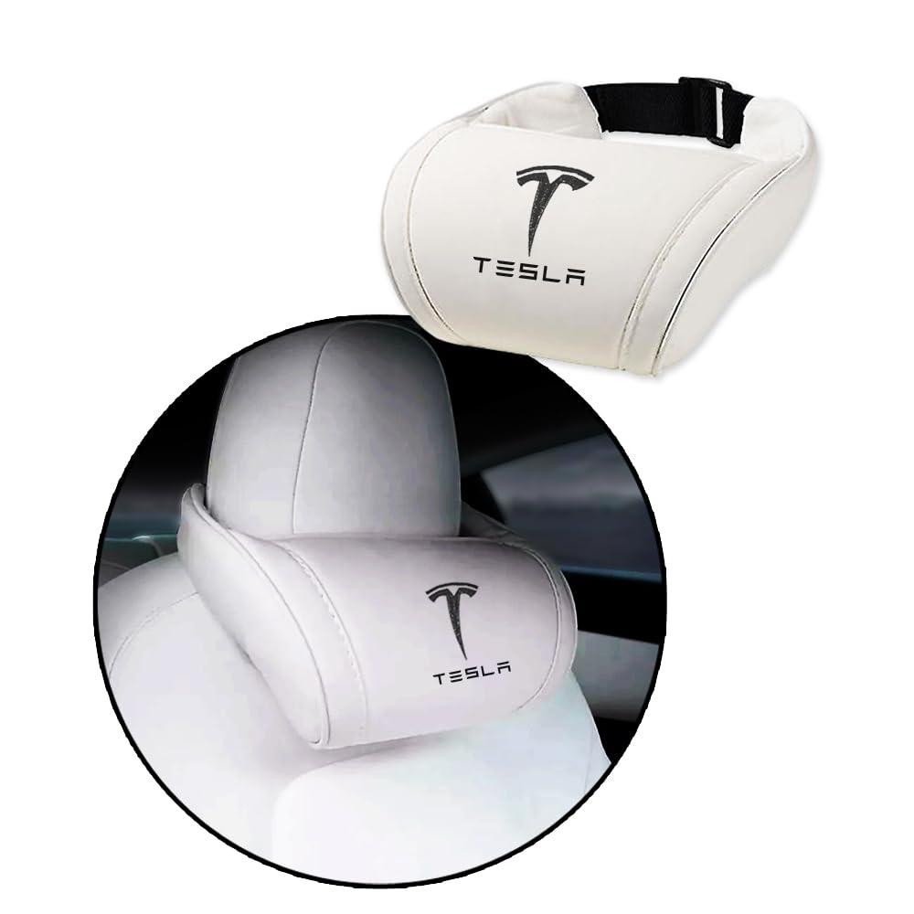 Coolko Tesla Model S X 3 Y & Cybertruck Car Headrest Neck Pillow Support Memory Foam Ergonomic Design Accessory For Driving Seat