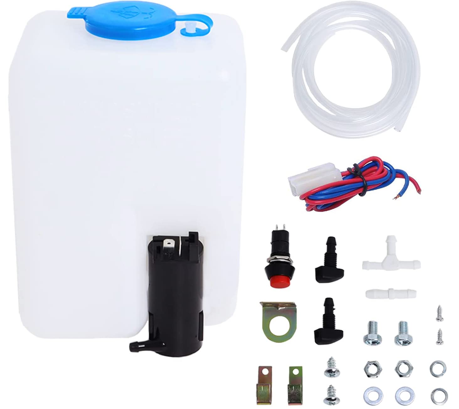 Wadoy Universal Windshield Washer Pump Reservoir Kit 99300 Fluid Reservoir Tank Bottle With Pump