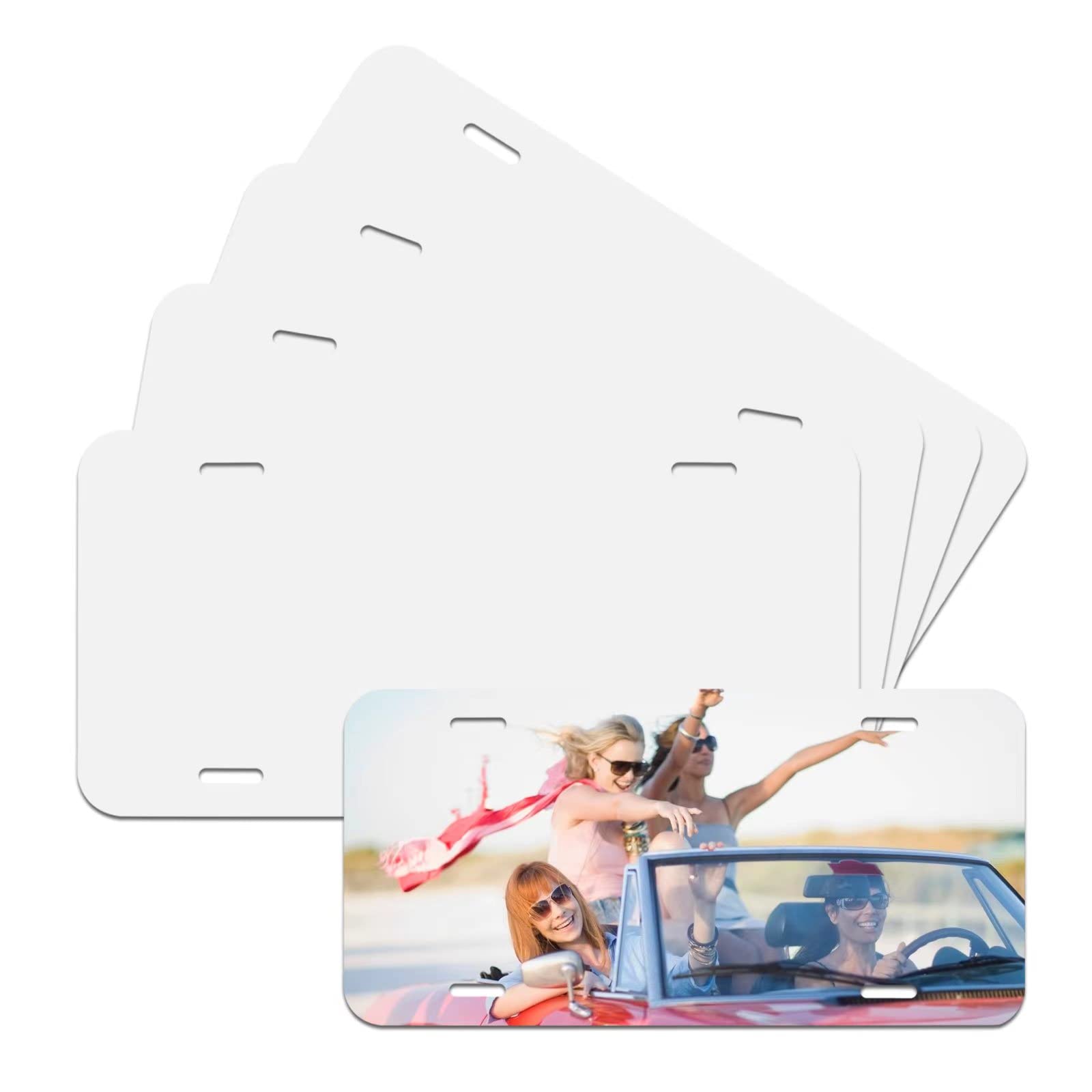4 Pcs Sublimation License Plate Blanks, Diy Picture Sublimation Blank Aluminium Metal Automotive License Plate Plates Tag For Ca