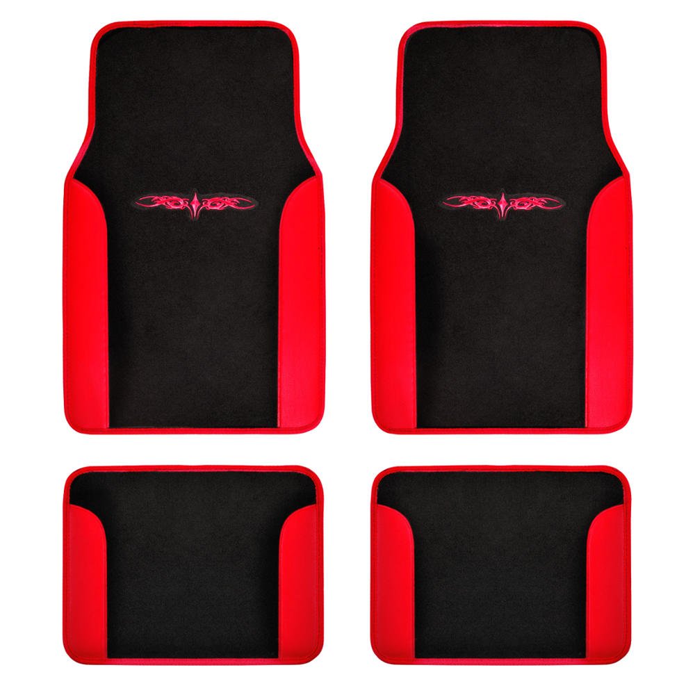 Bdk Red All Weather Heavy Duty Car Floor Mats Interior Liners For Auto Van Truck Suv, Heavy Duty All Weather Protection, Fits Fr