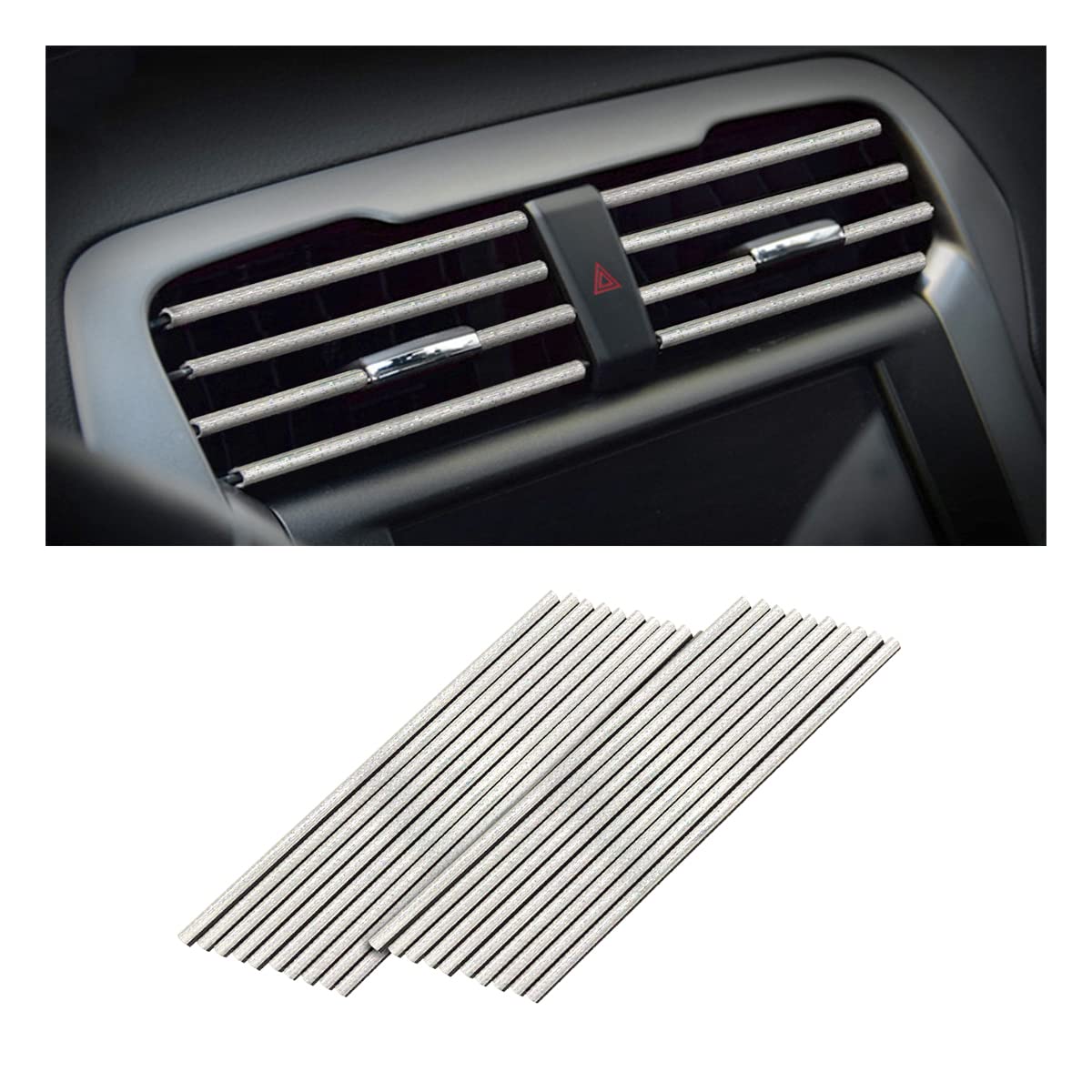 20Pcs Car Air Conditioner Decoration Strip, Auto Air Vent Outlet Chrome Diy Trim Strips, Waterproof Moulding Bendable Protection