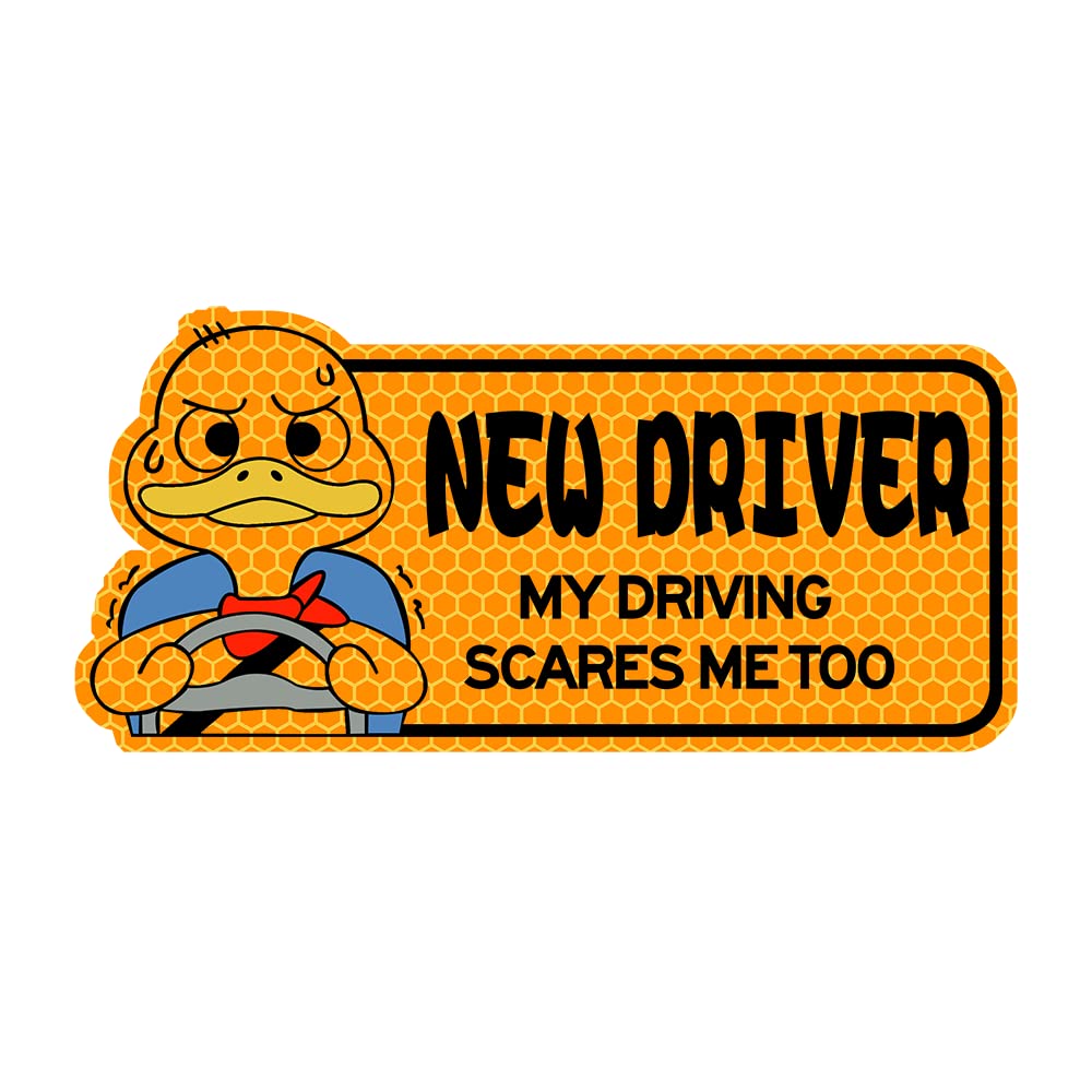 Biinfu Reflective New Driver Sticker, Student Decal For Car, Vehicle Keep Distance Sign Bumper Funny Duck Sticker-Orange