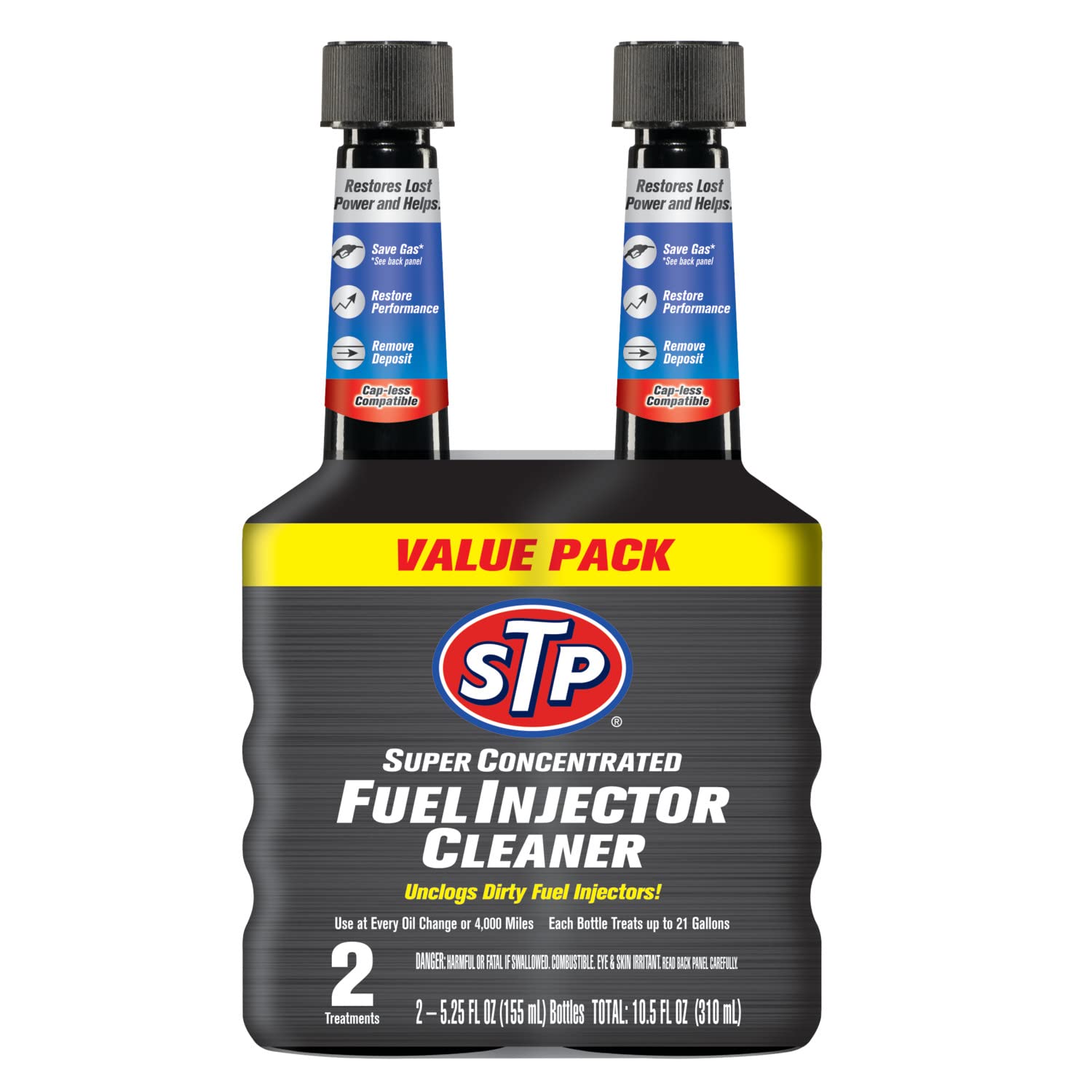 Stp Super Concentrated Fuel Injector Cleaner, Bottled Injector Cleaner Unclogs Dirty Fuel Injectors, 5.25 Oz, 2 Count