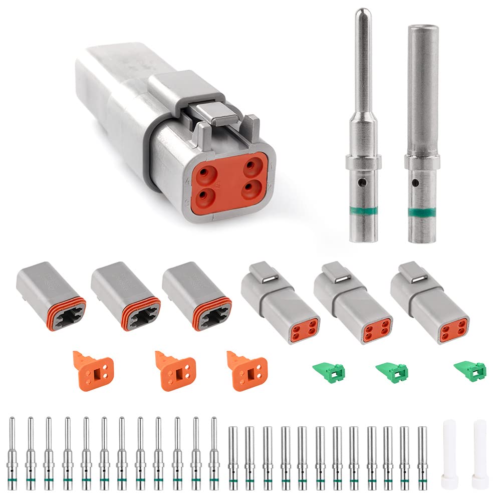 Jrready St6114 Dt 4 Pin Connector Dt06-4S Dt04-4P Gray Waterproof Electrical Wire Connector With Deutsch Solid Contact Wire Size