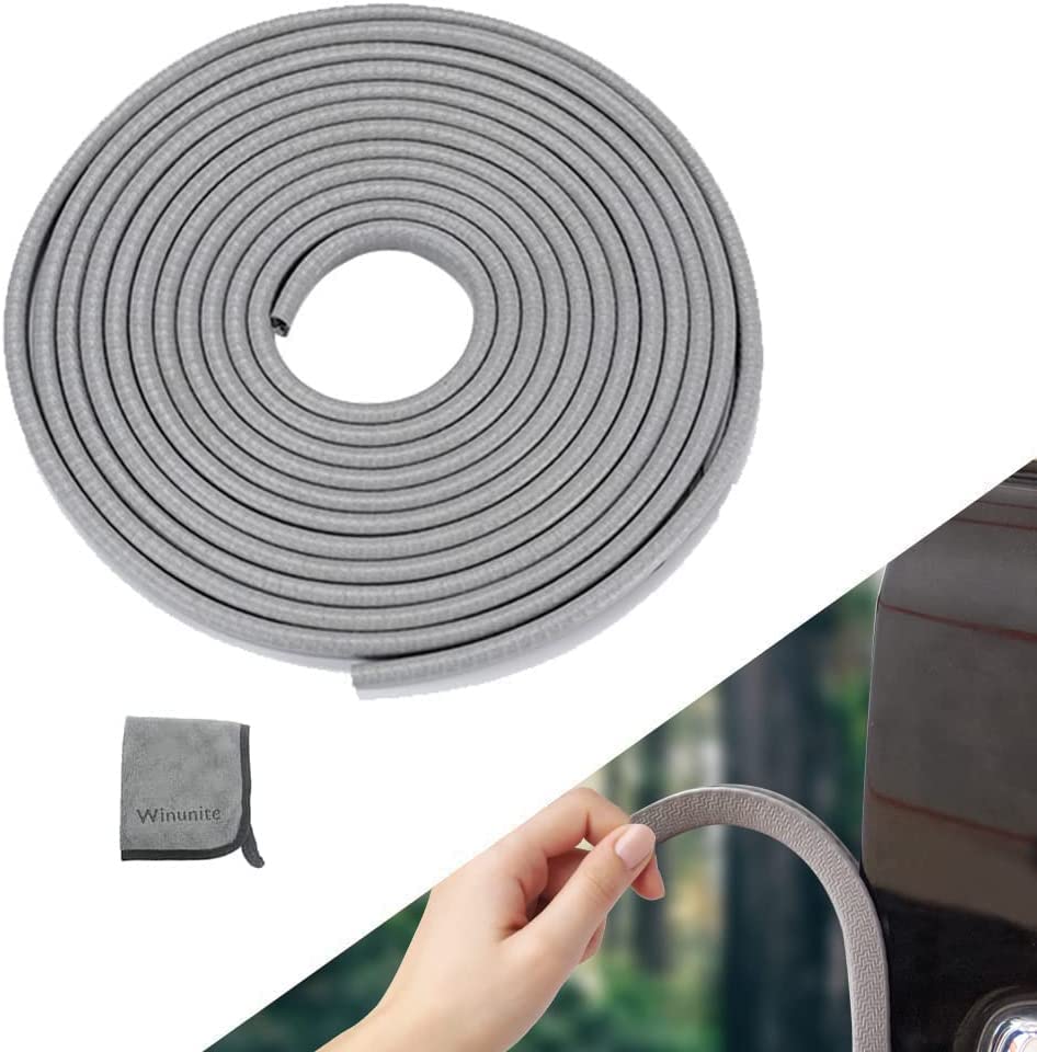 Winunite 65.6Ft(20M) Light Gray Car Door Protector Edge Guards Car Door Edge Guards, Universal Fit, Rubber, No Glue, U Shape, Fa