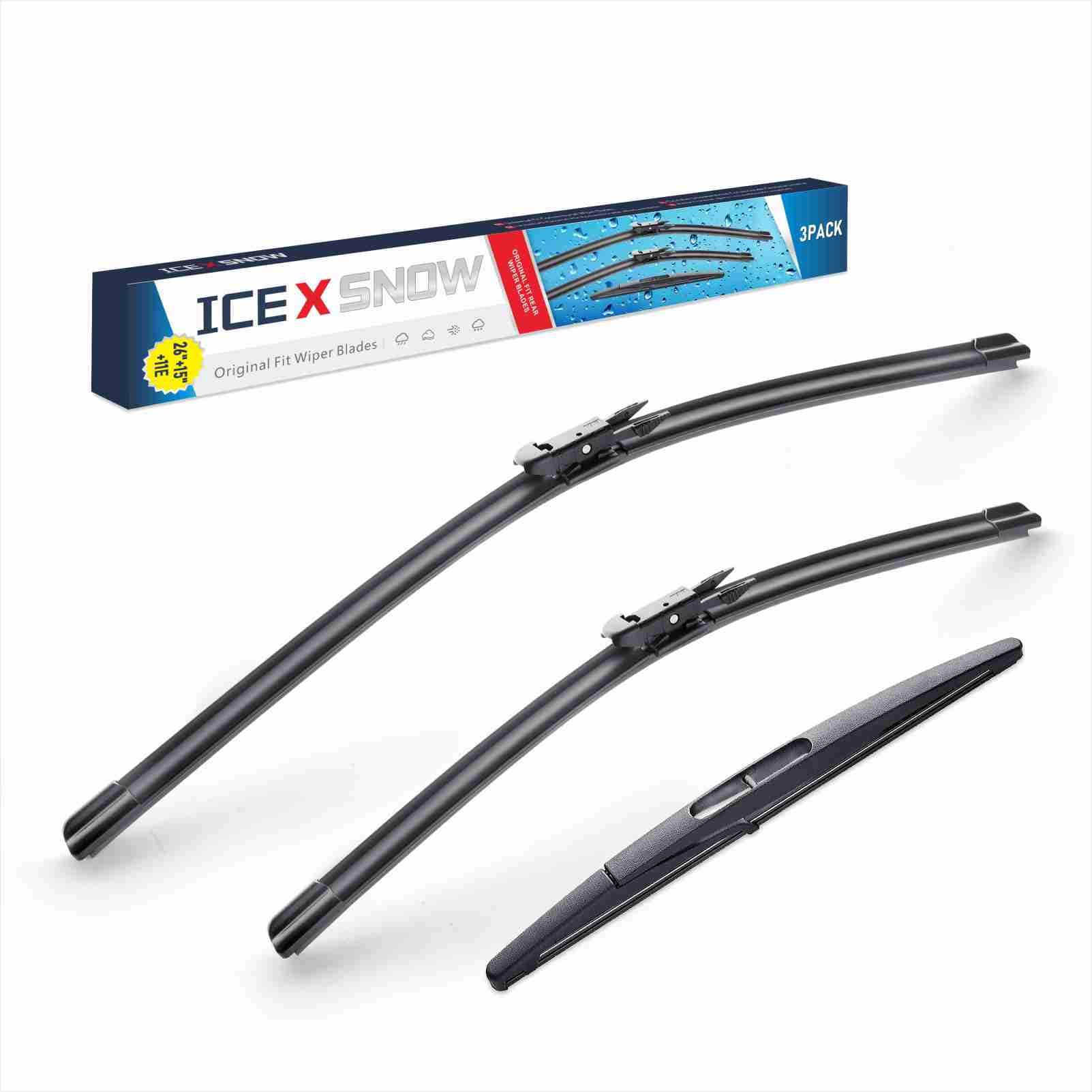 3 Wipers 26''/15''/11'' Windshield Wiper Blades Replacment For Chevrolet Sonic 2017 2016 2015 2014 2013 2012-Oem Quality Pinch T