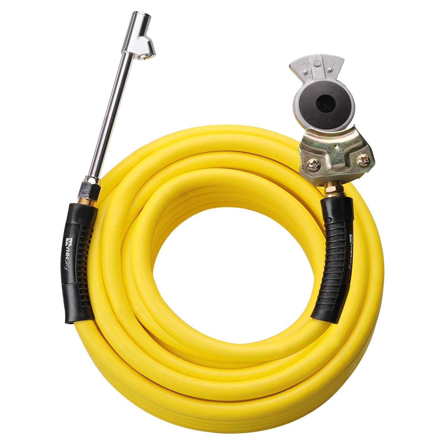 Wynnsky Truck Inflator Kit, 3/8''50Ft Hybrid Air Hose With 1/4''Mnpt Endings, Universal Glad Hand&Chuck