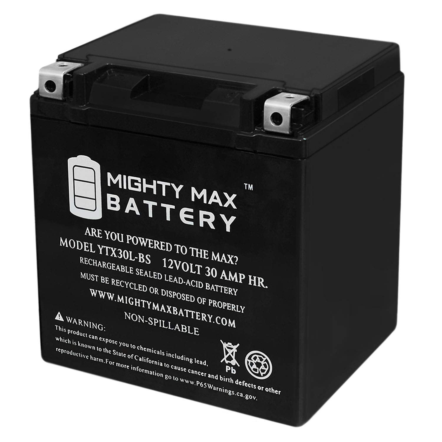 Mighty Max Battery Ytx30L-Bs -12 Volt 30 Ah, 385 Cca, Rechargeable Maintenance Free Sla Agm Motorcycle Battery