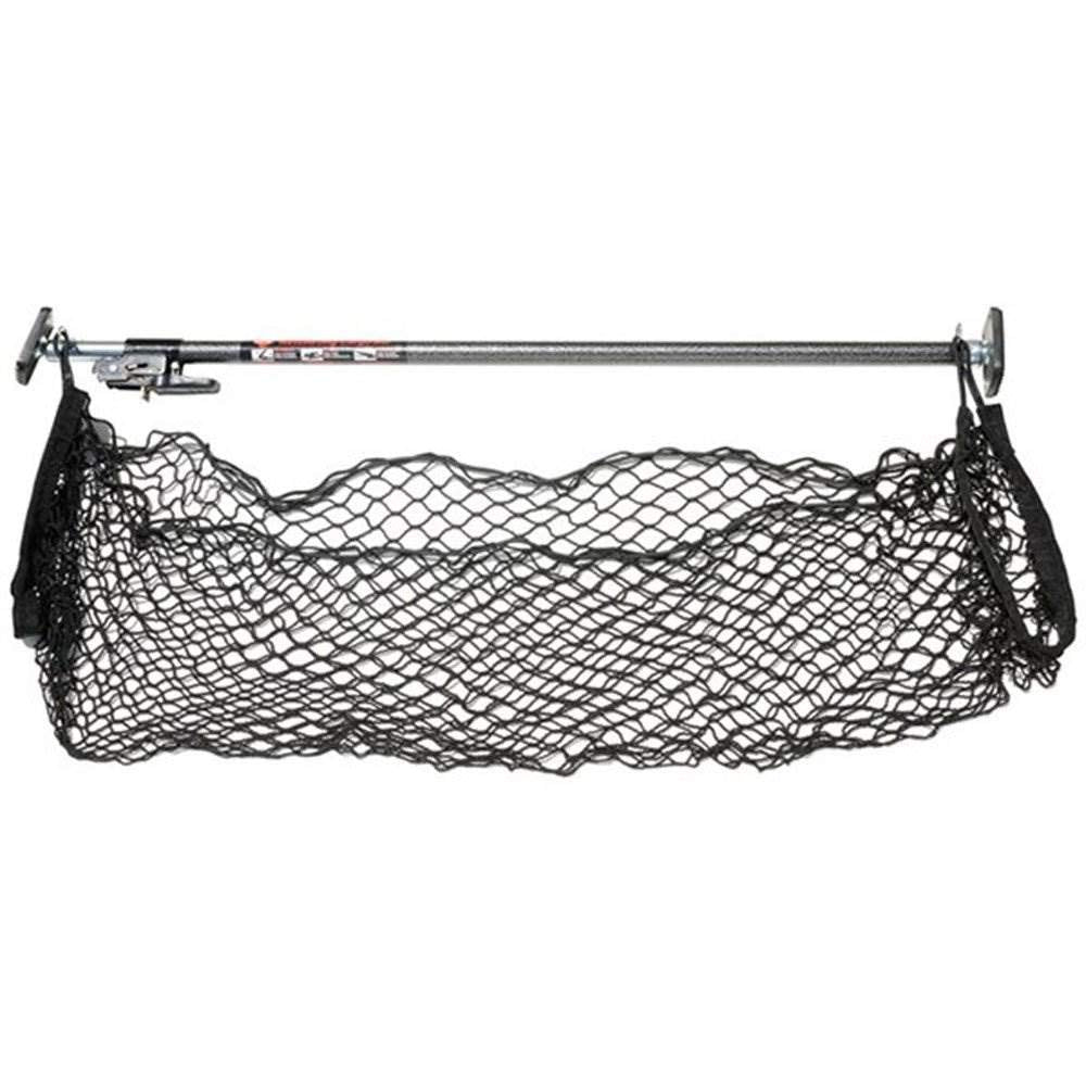 Keeper Ratcheting Cargo Bar - Rubber, Black/Silver, Adjustable From 40''-70'' - Comes With 60 X 24 Storage Net (5060), For