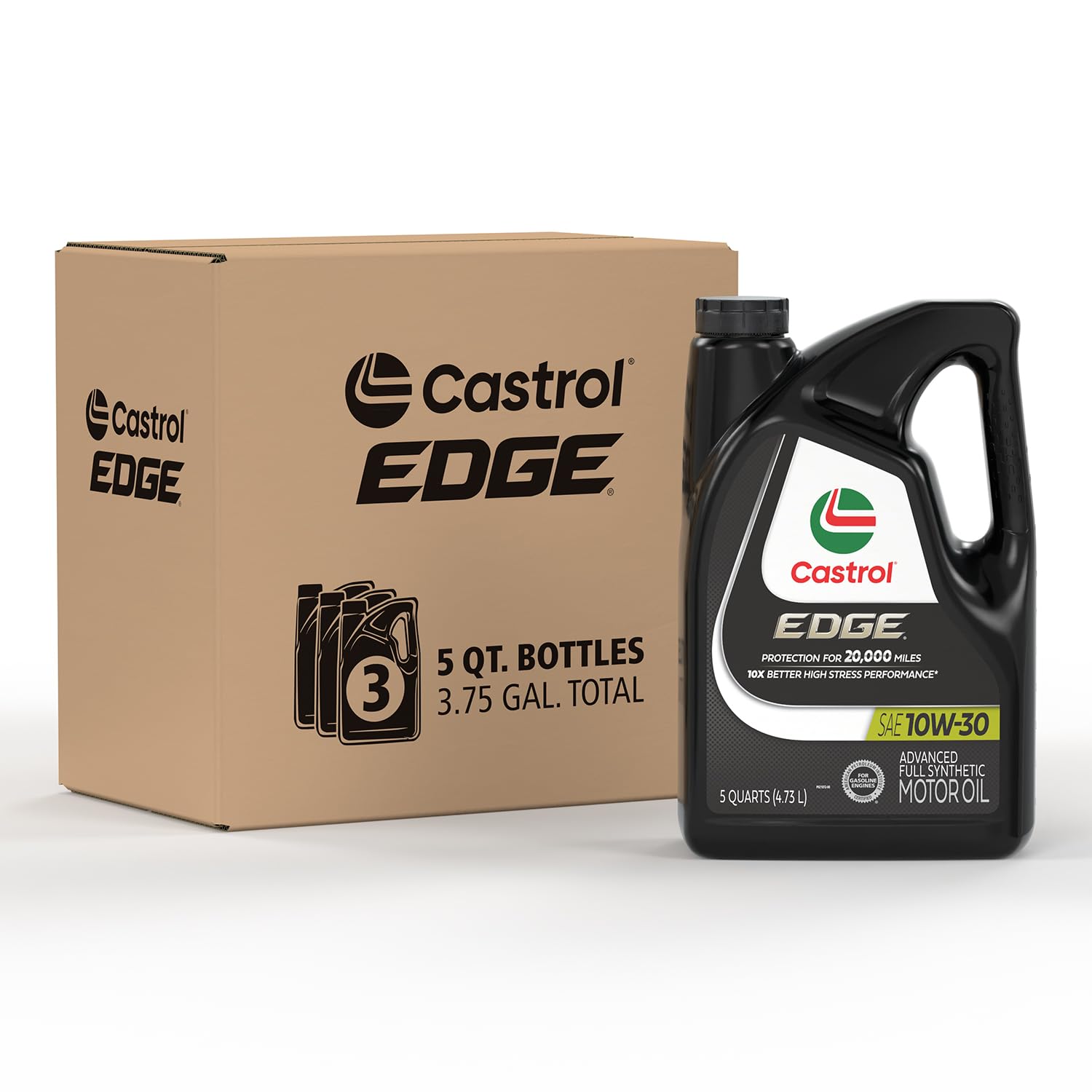 Castrol Edge 10W-30 Advanced Full Synthetic Motor Oil, 5 Quart, Pack Of 3
