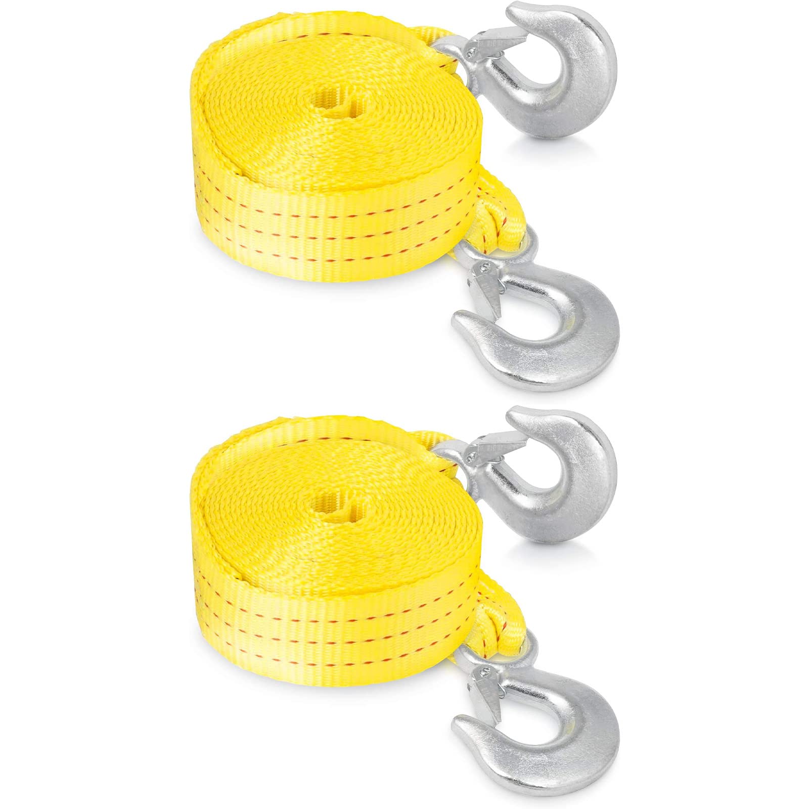 Neiko 51005A Heavy-Duty Tow Strap With Hooks 2 Pack, 2 Inches By 20 Feet, Woven Polyester Webbing, And 10,000-Pound Capacity, Hd