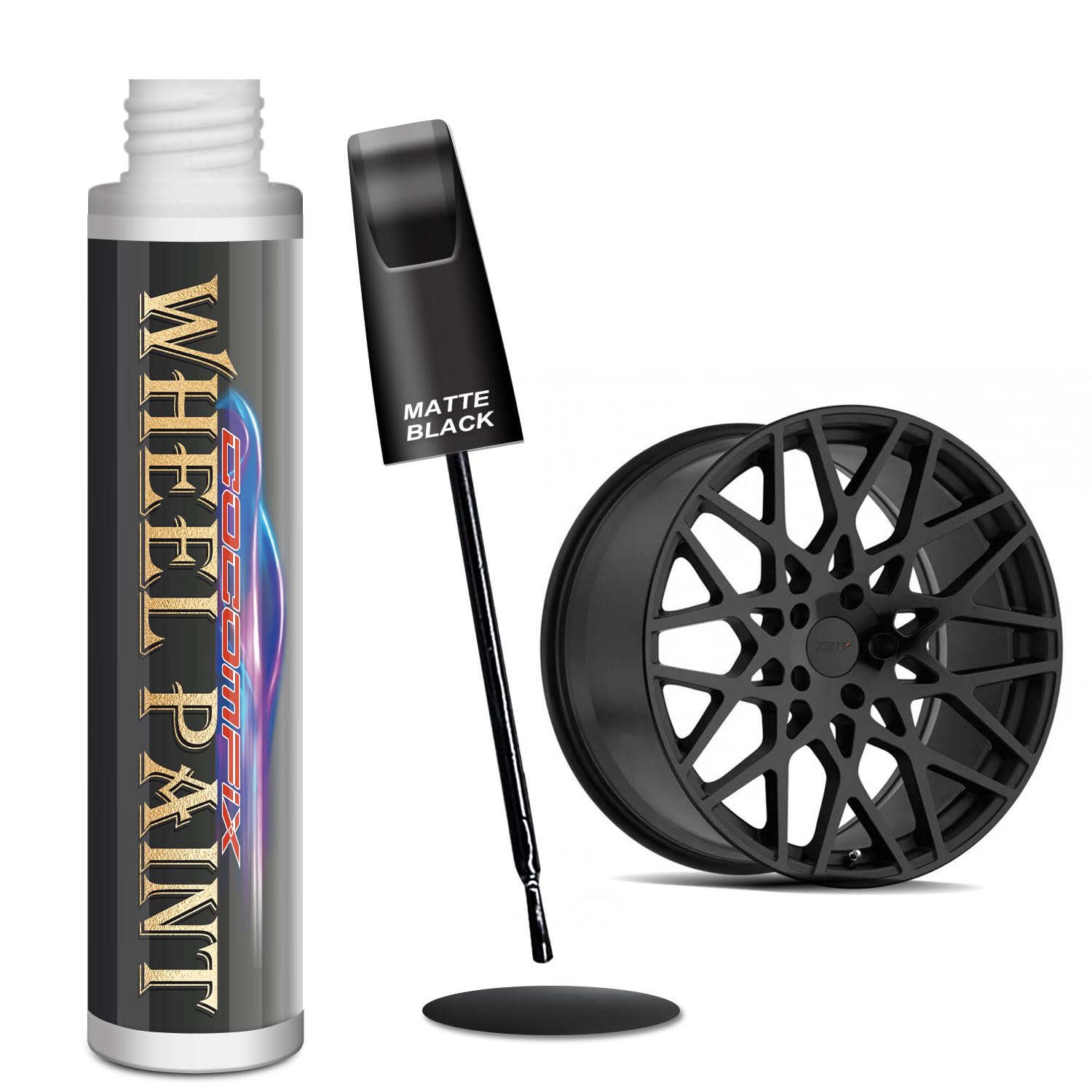 Cocomfix Matte Black Rim Touch Up Paint Pen - 1 Fl Oz for Quick Fix of Scratches, Chips, and Curb Rashes on Wheel Rims
