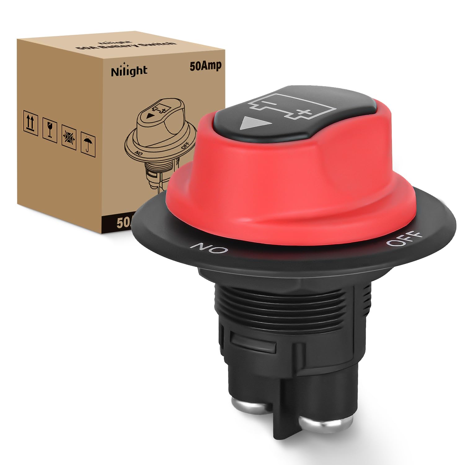 Nilight Battery Disconnect Switch 50A Master Disconnect Isolator 12V-48V On Off Power Cutoff Switch Waterproof Heavy Duty For Ma