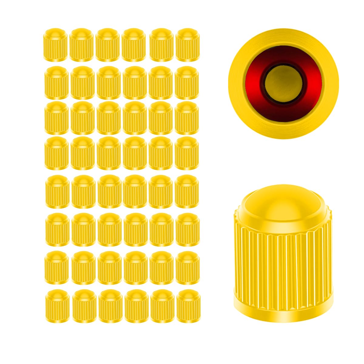 Ziciner 50 Pcs Tire Valve Stem Caps, Plastic Car Tyre Valve Cap With O Rubber Seal, Dustproof Airtight Seal Wheel Stem Covers, U