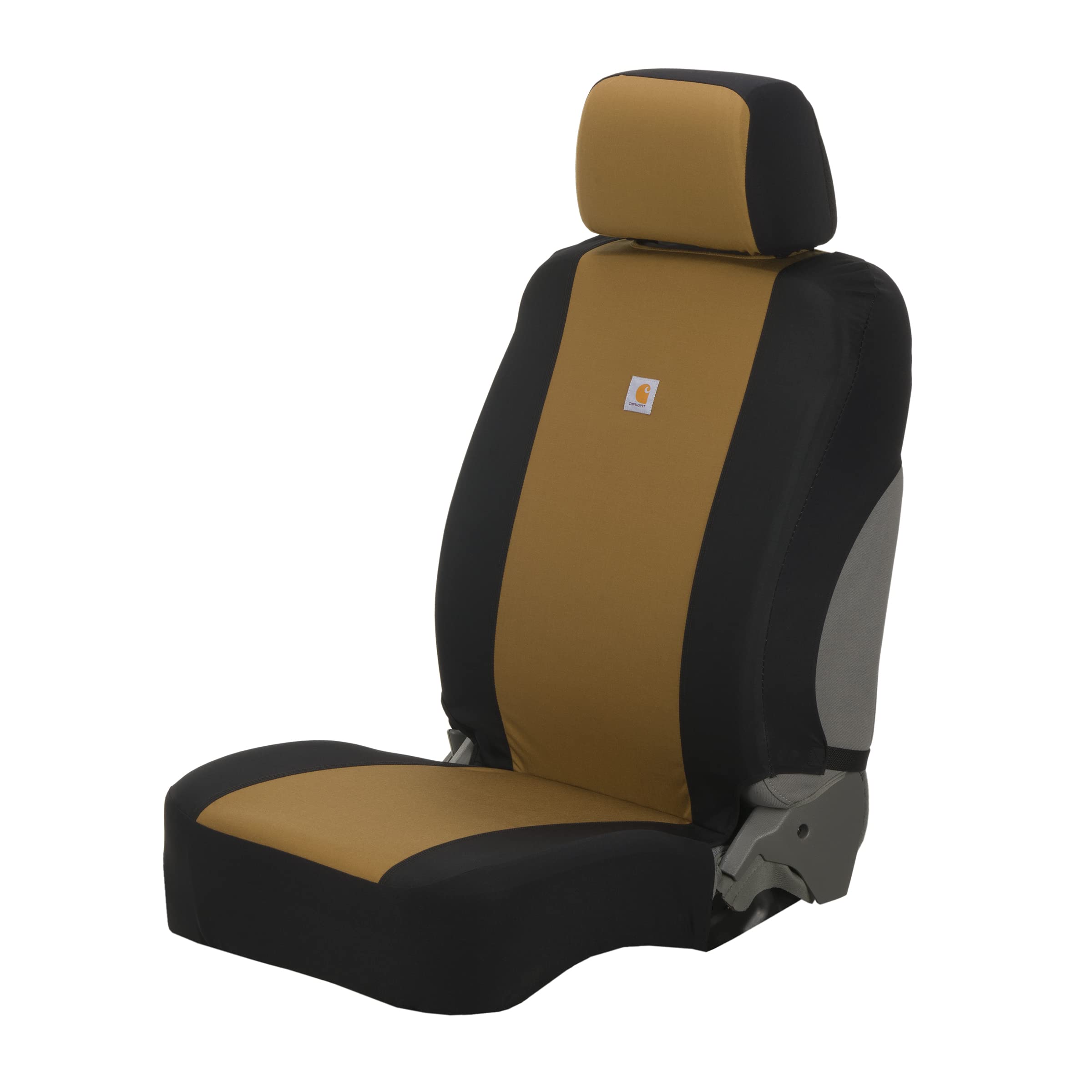 Carhartt Universal Nylon Duck Canvas Fitted Bucket Seat Covers, Durable Seat Protection With Rain Defender, Black And Carhartt B