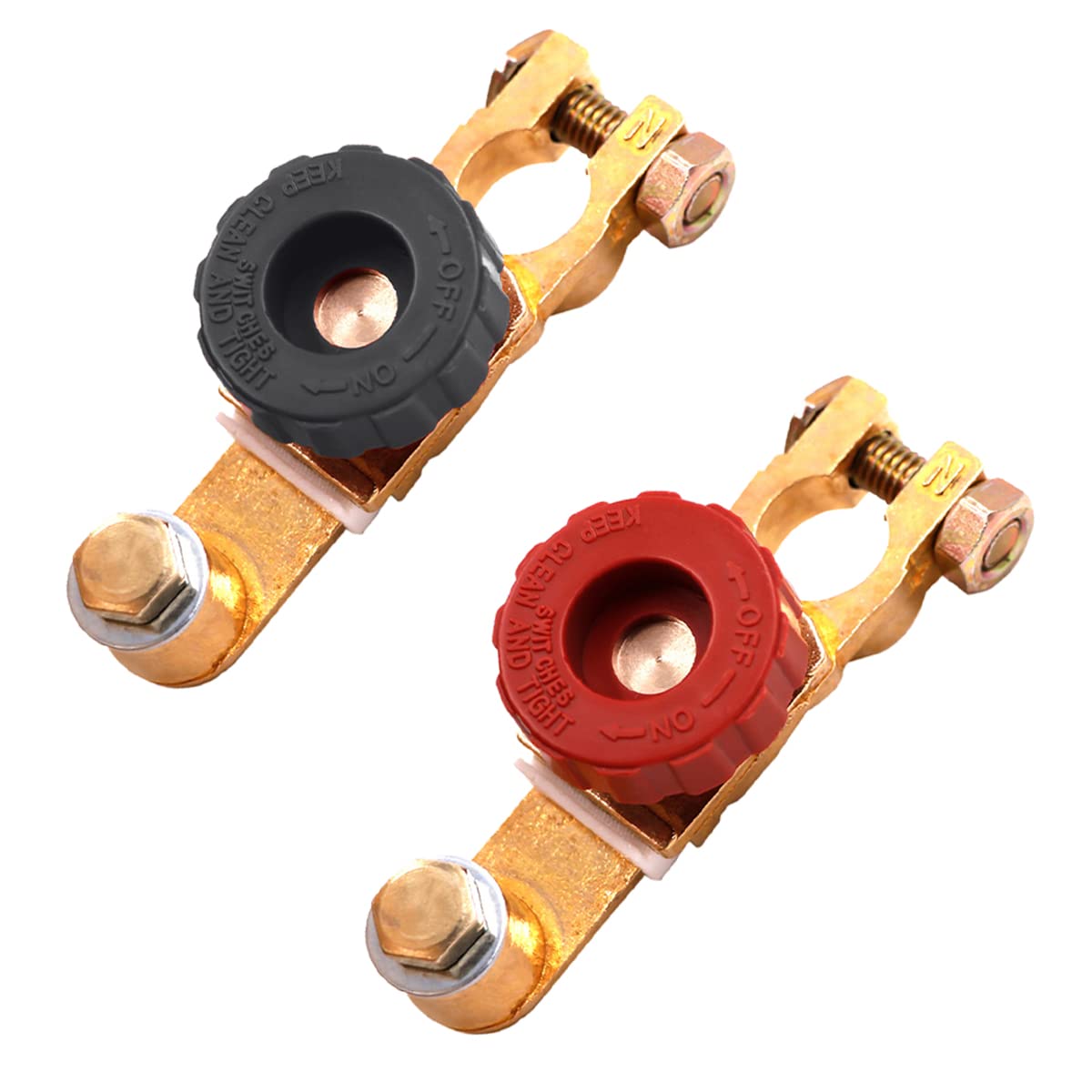 2Pcs Top Post Battery Disconnect Switch - Quick Disconnect Battery Cut Off Switch For Car Truck Marine Rv And Electrical Equipme