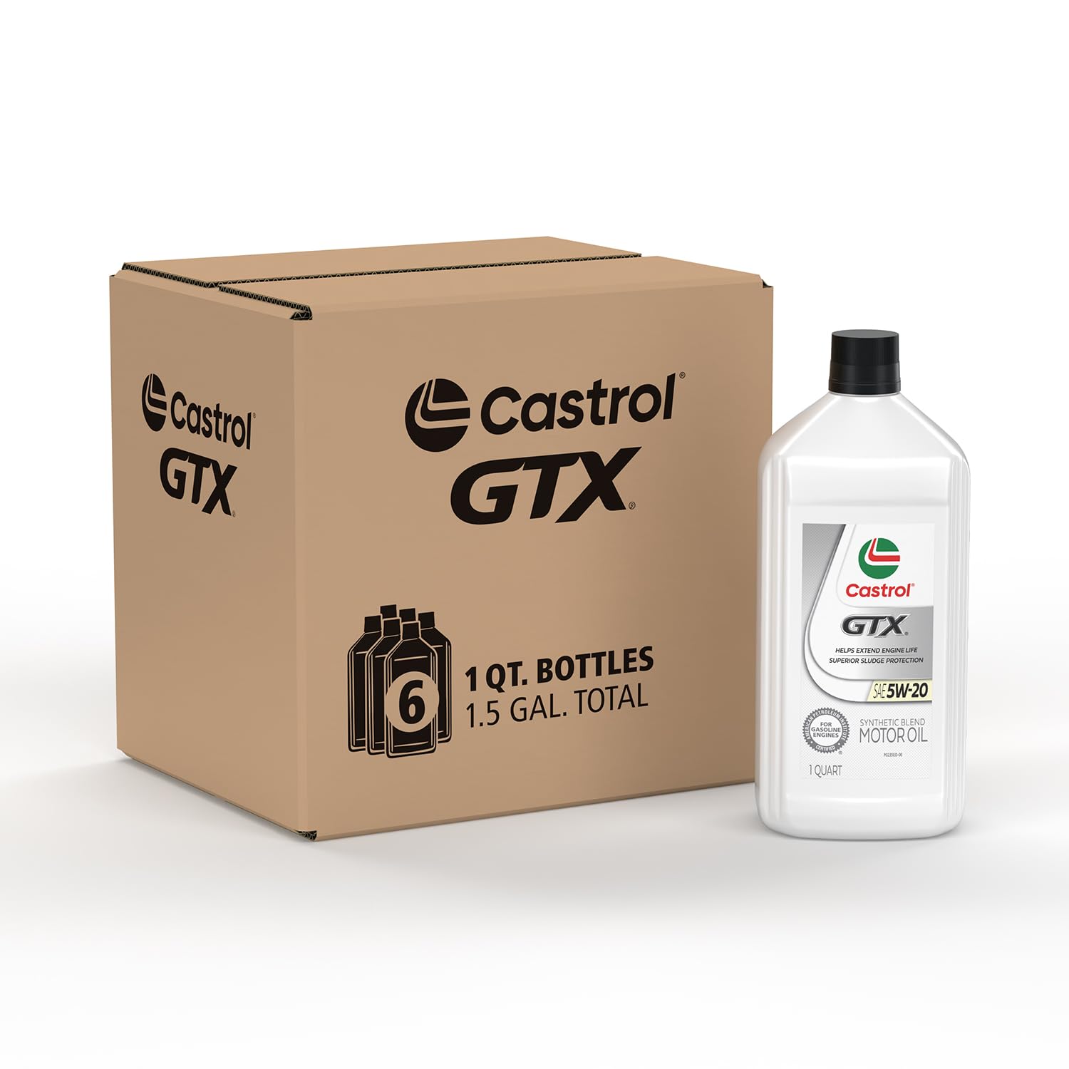 Castrol Gtx Ultraclean 5W-20 Synthetic Blend Motor Oil, 1 Quart, Pack Of 6