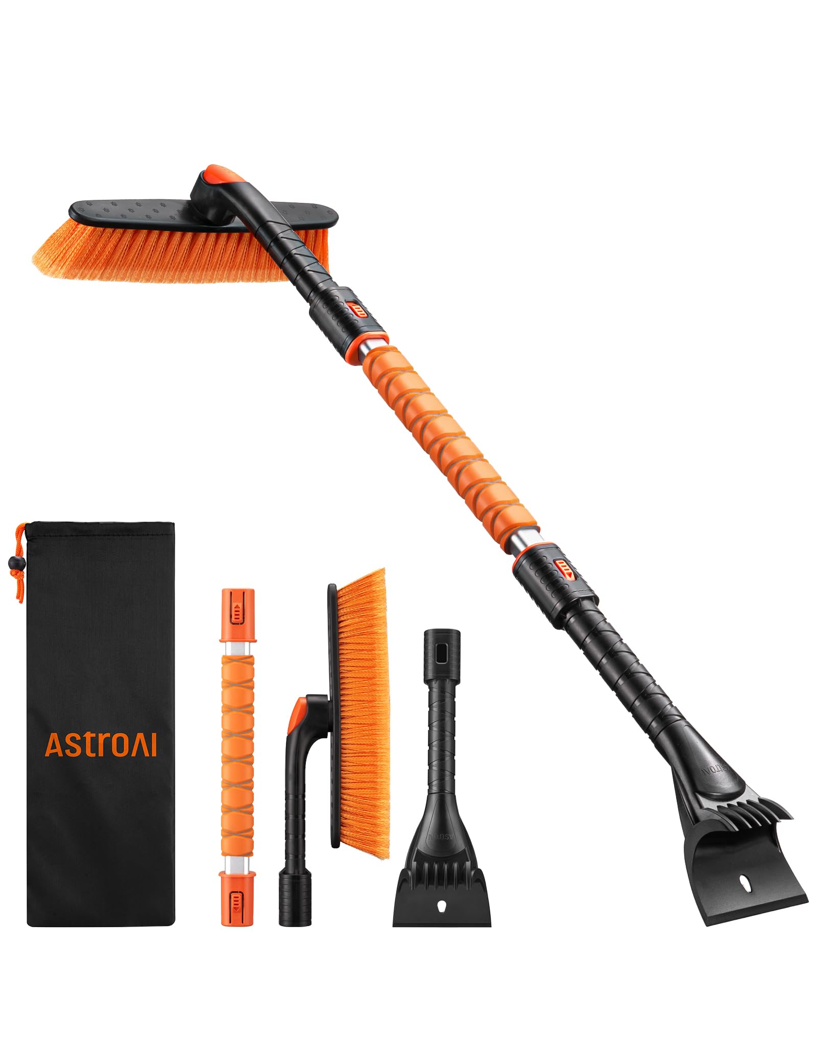 Astroai 39.37'' Ice Scrapers For Car Windshield And Snow Brush With Foam Grip And 360 Pivoting Brush Head For Christmas Car Auto