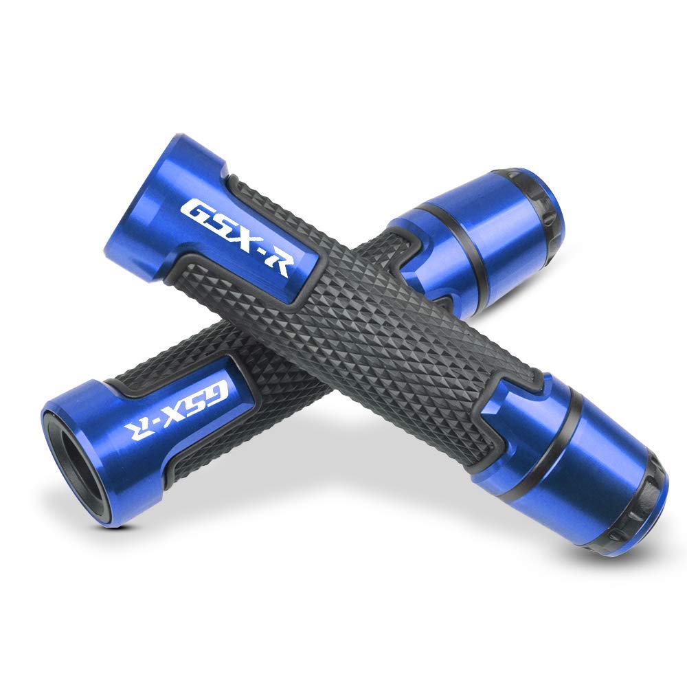 7/8'' 22Mm Motorcycle Cnc Aluminum Powersports Handlebar Grips With Grip Ends For Gsxr 125 250 300 600 750 1000 1300 Blue