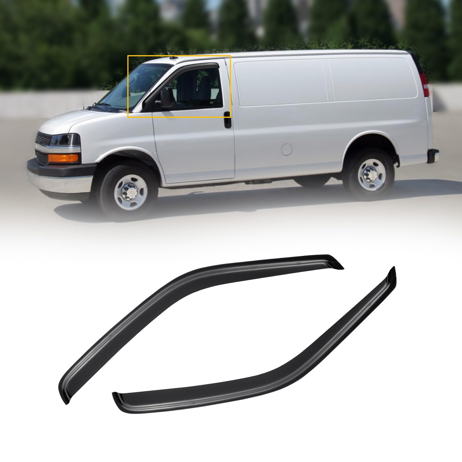 Cmvt Auto Window Visors For Chevrolet(Chevy) Express/Gmc Savana 1996-2023, Rain Guards Shield Vent Shade Deflector Dark Smoke Fo